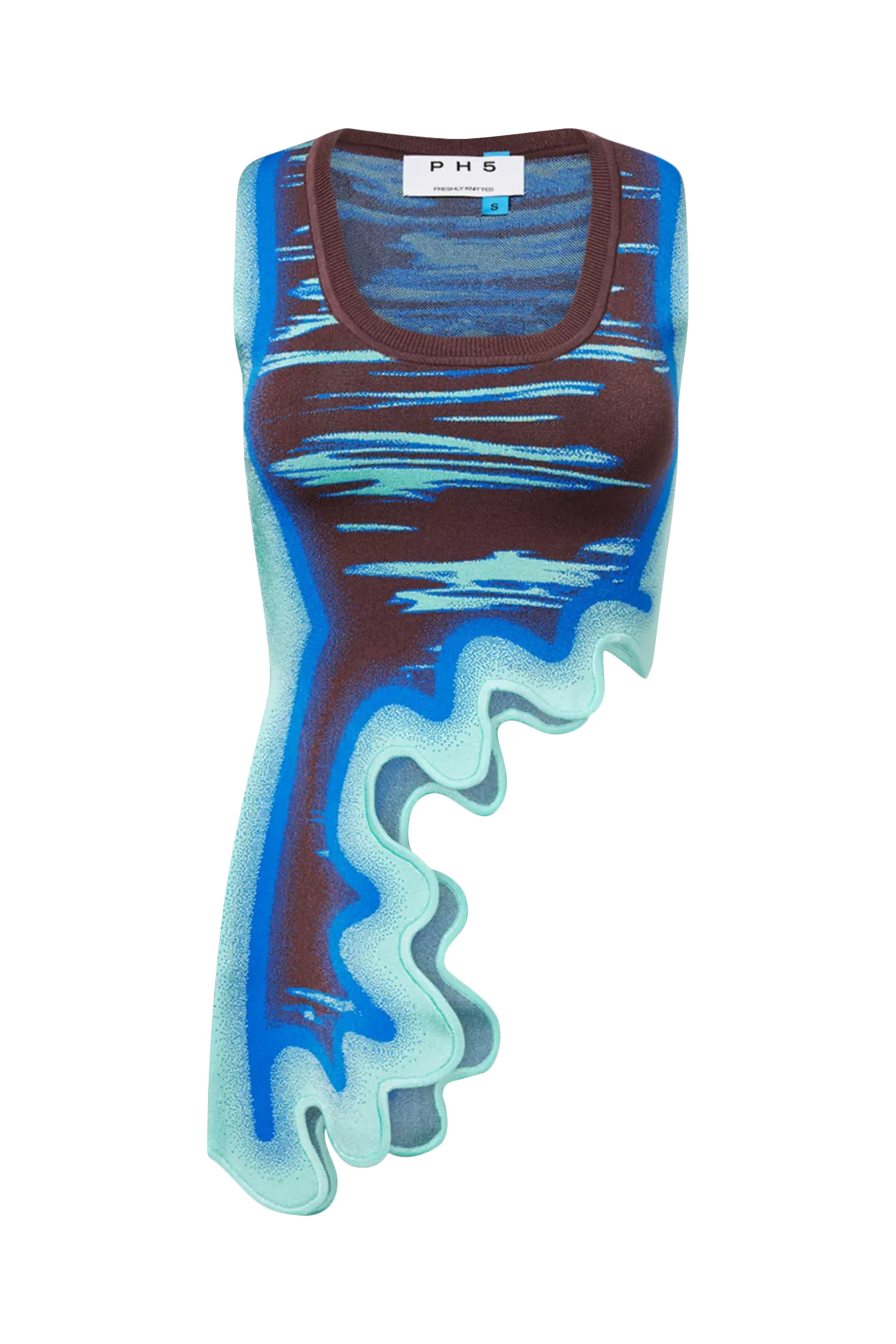 بلوزة كيري بلا أكمام بحافة مموجة