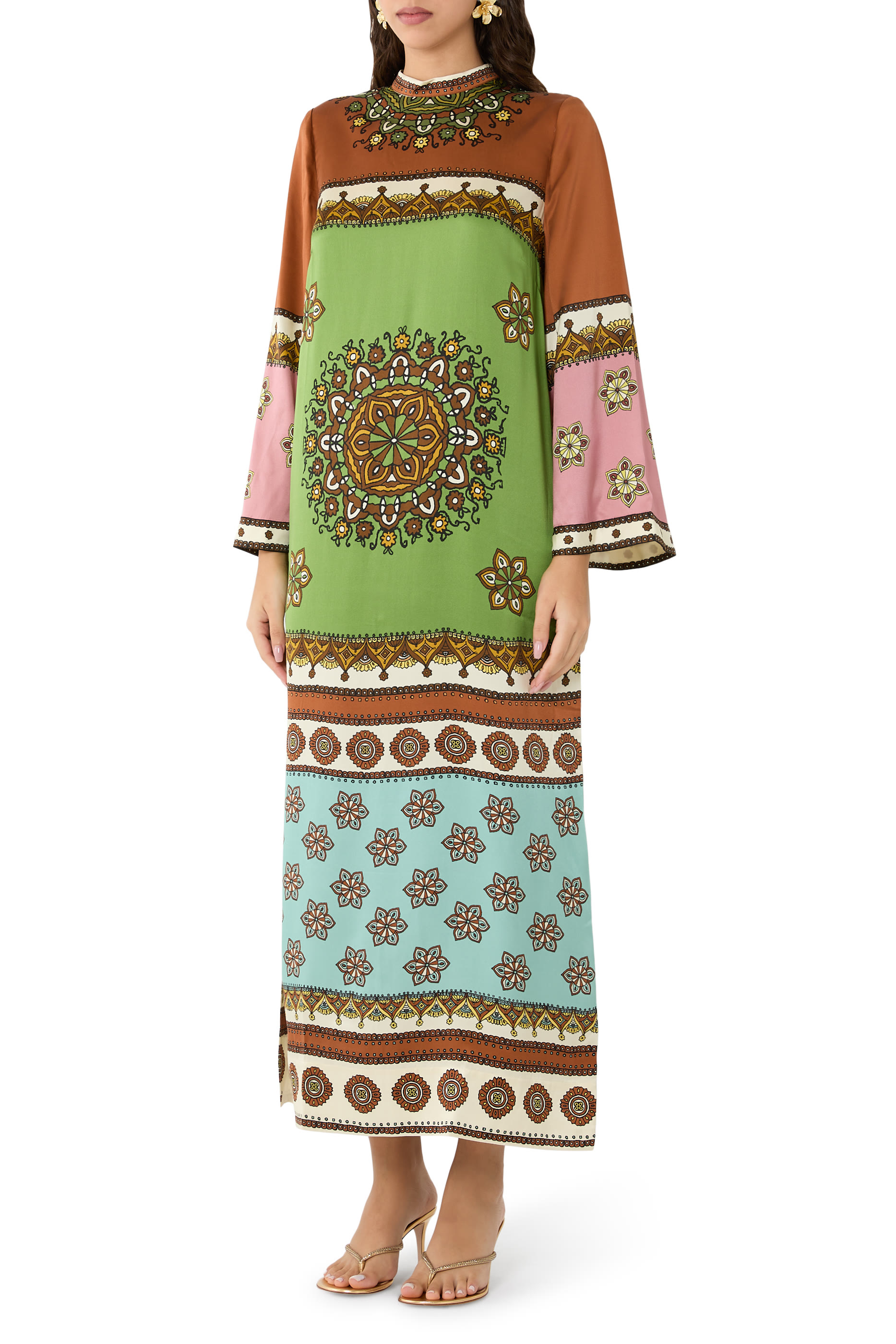 فستان كونتينا متوسط الطول حرير