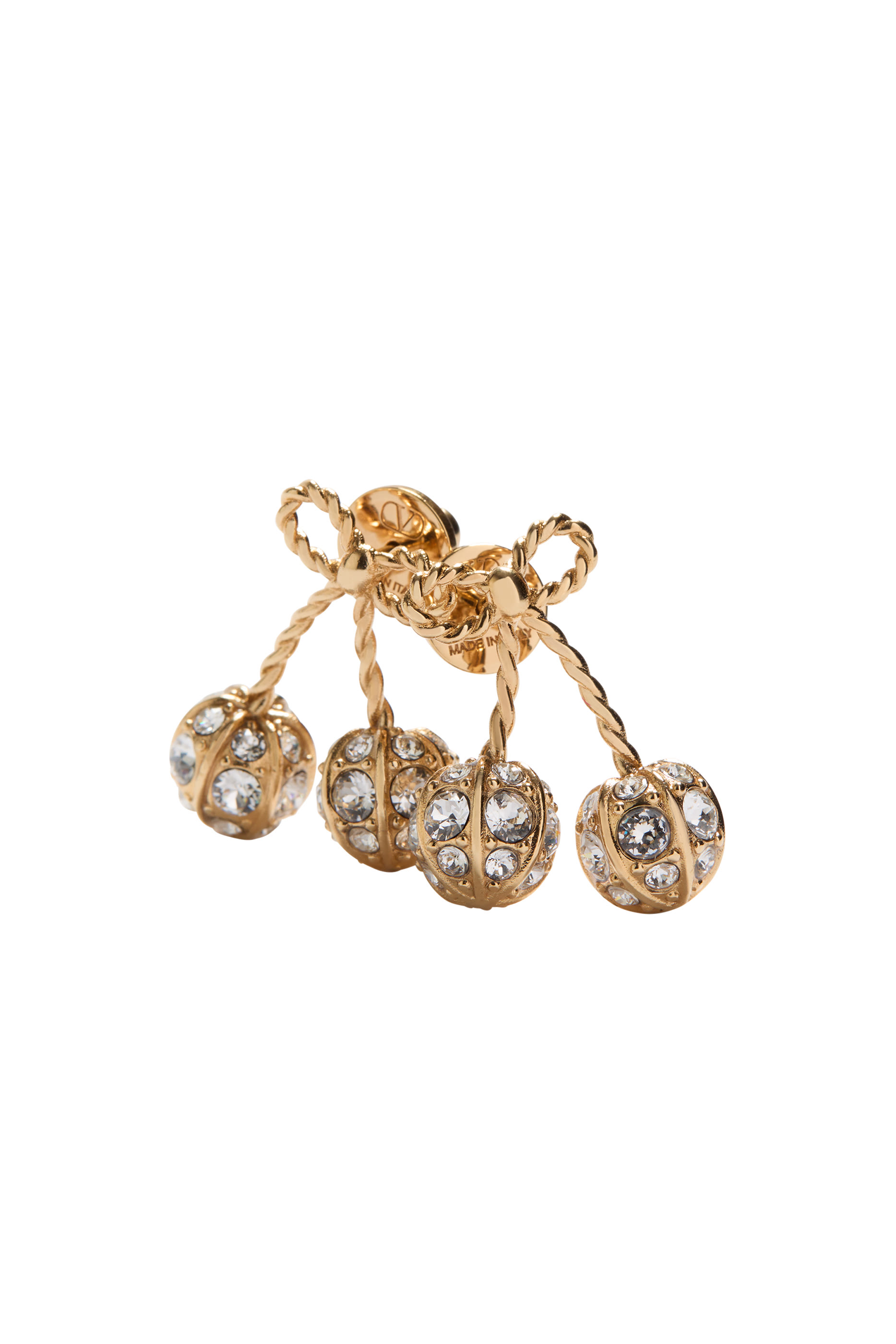 أقراط بتصميم كرز مزينة بكريستال سواروفسكي، معدن