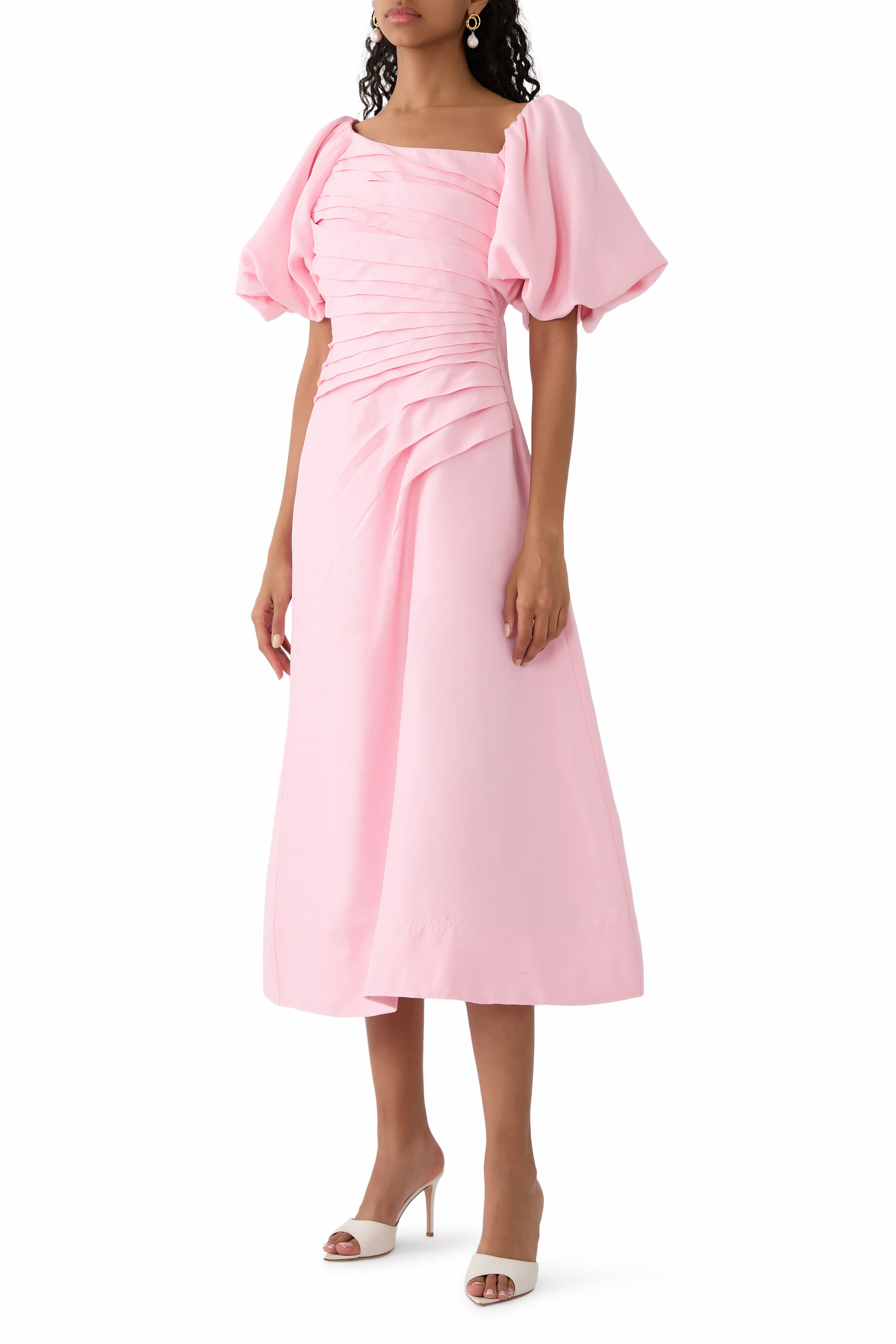 فستان كادنس متوسط الطول بكشكش