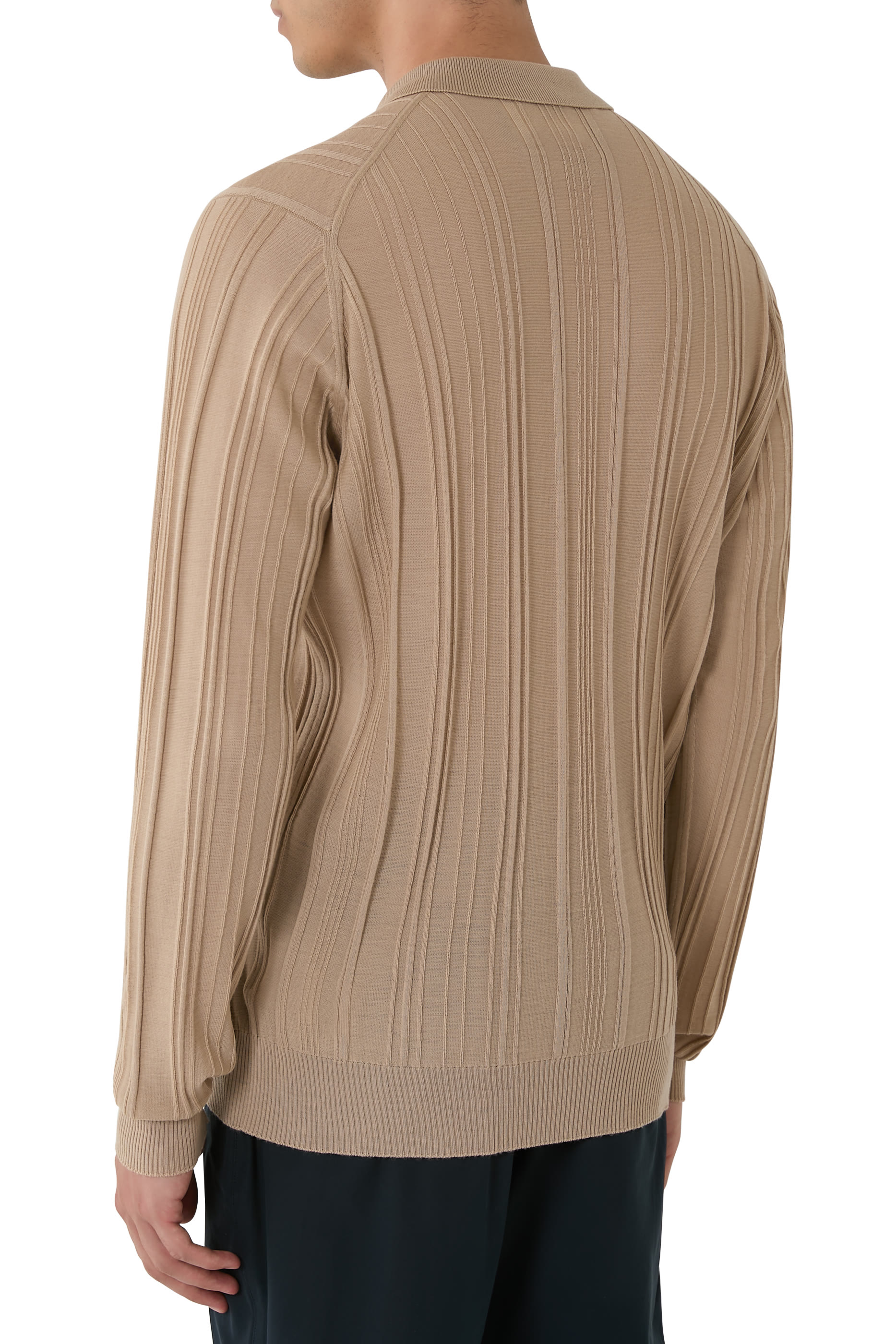 قميص بولو فلين مضلع صوف