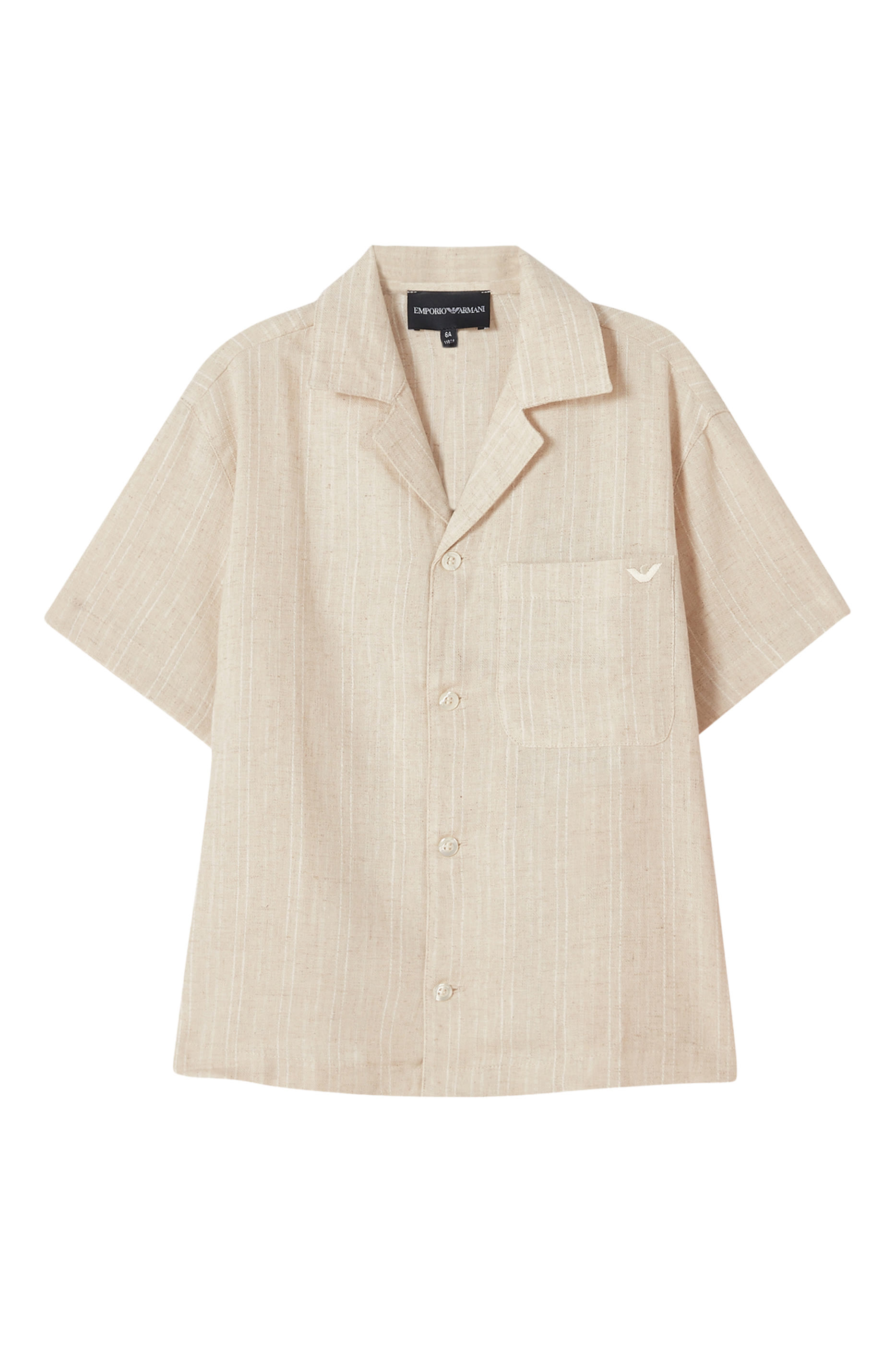 قميص مخطط مزيج جاكار وكتان للأطفال