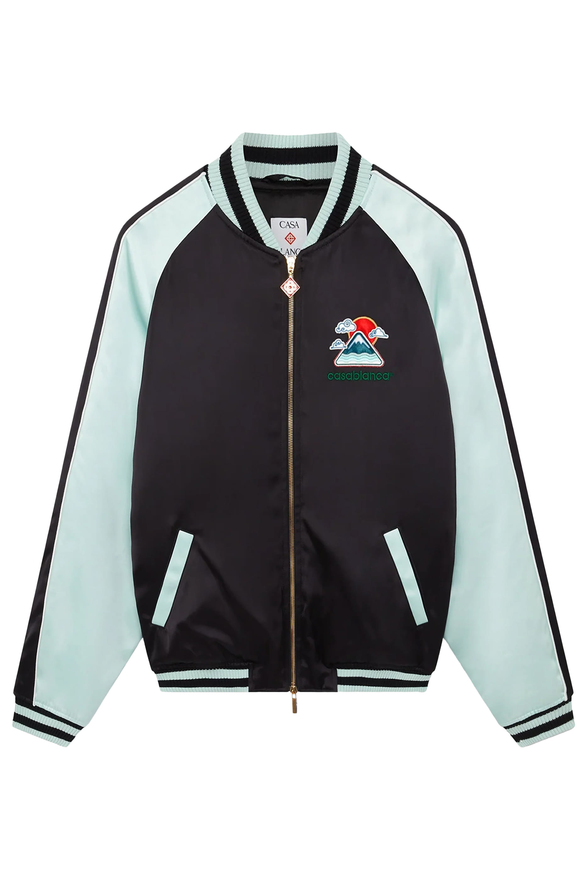 Embroidered Satin Bomber Jacket