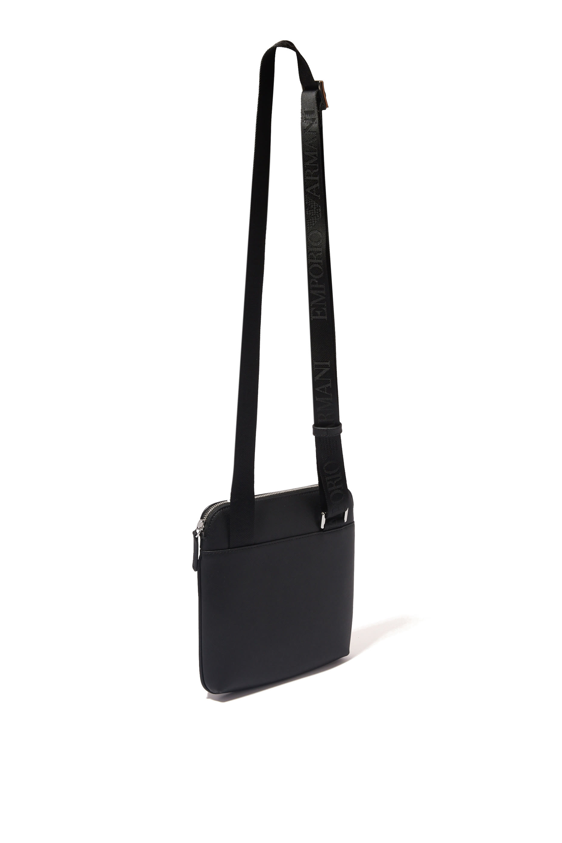 حقيبة كتف مسطحة اي في سي بحلية بشعار النسر جلد سافيانو