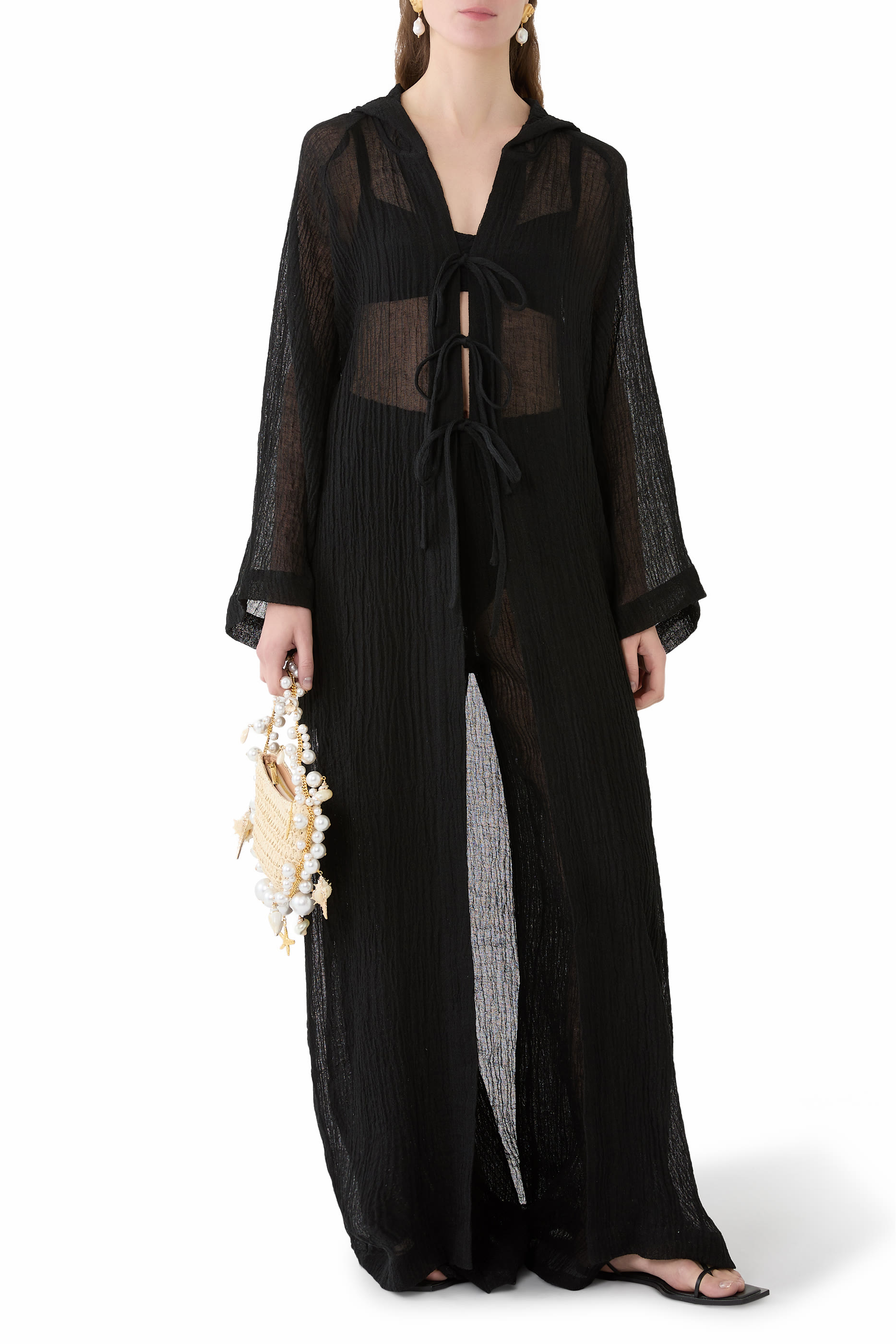 بنطال بقصة ساق واسعة وجوانب مفتوحة