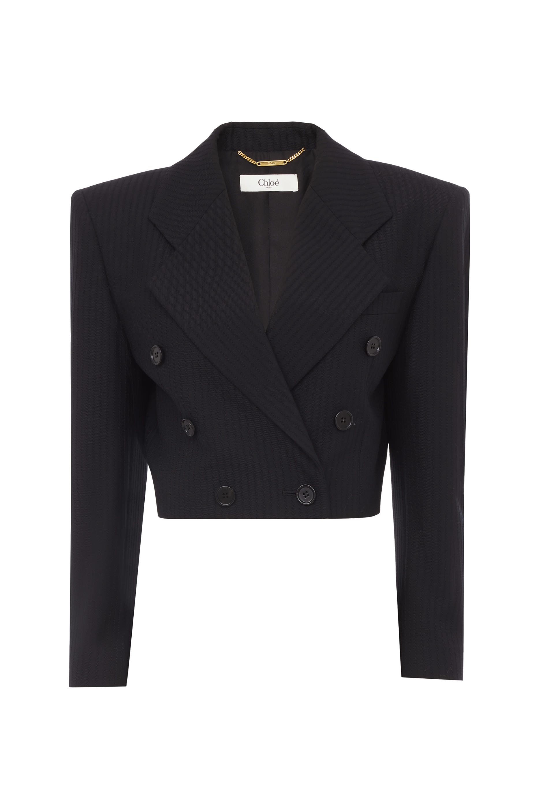 جاكيت سبينير قصير بصفي أزرار للإغلاق