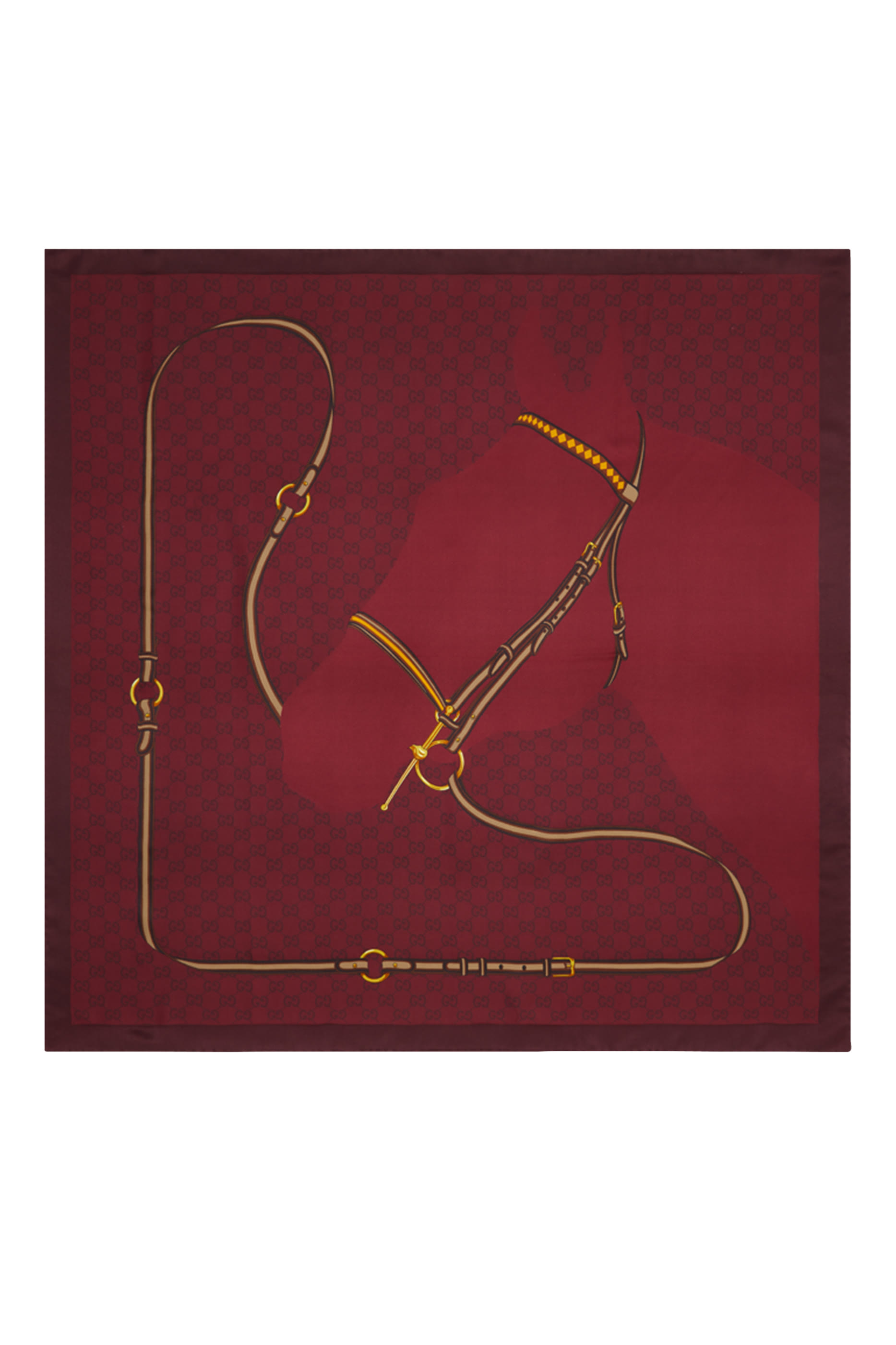 وشاح مربع بنقشة حرفي شعار الماركة حرير جاكار