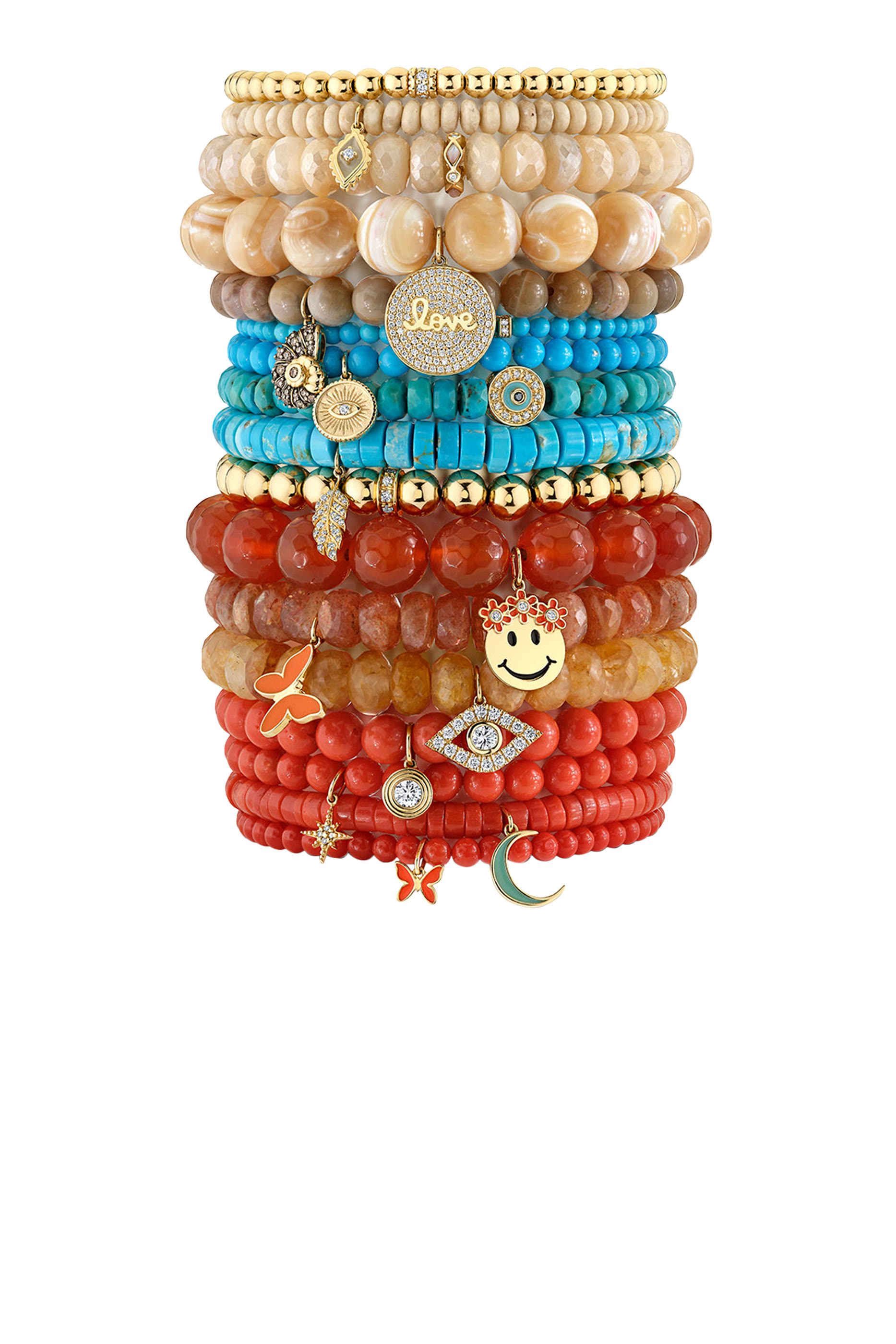 سوار عين حسود مرصع بماس وفيروز، ذهب أصفر عيار 18