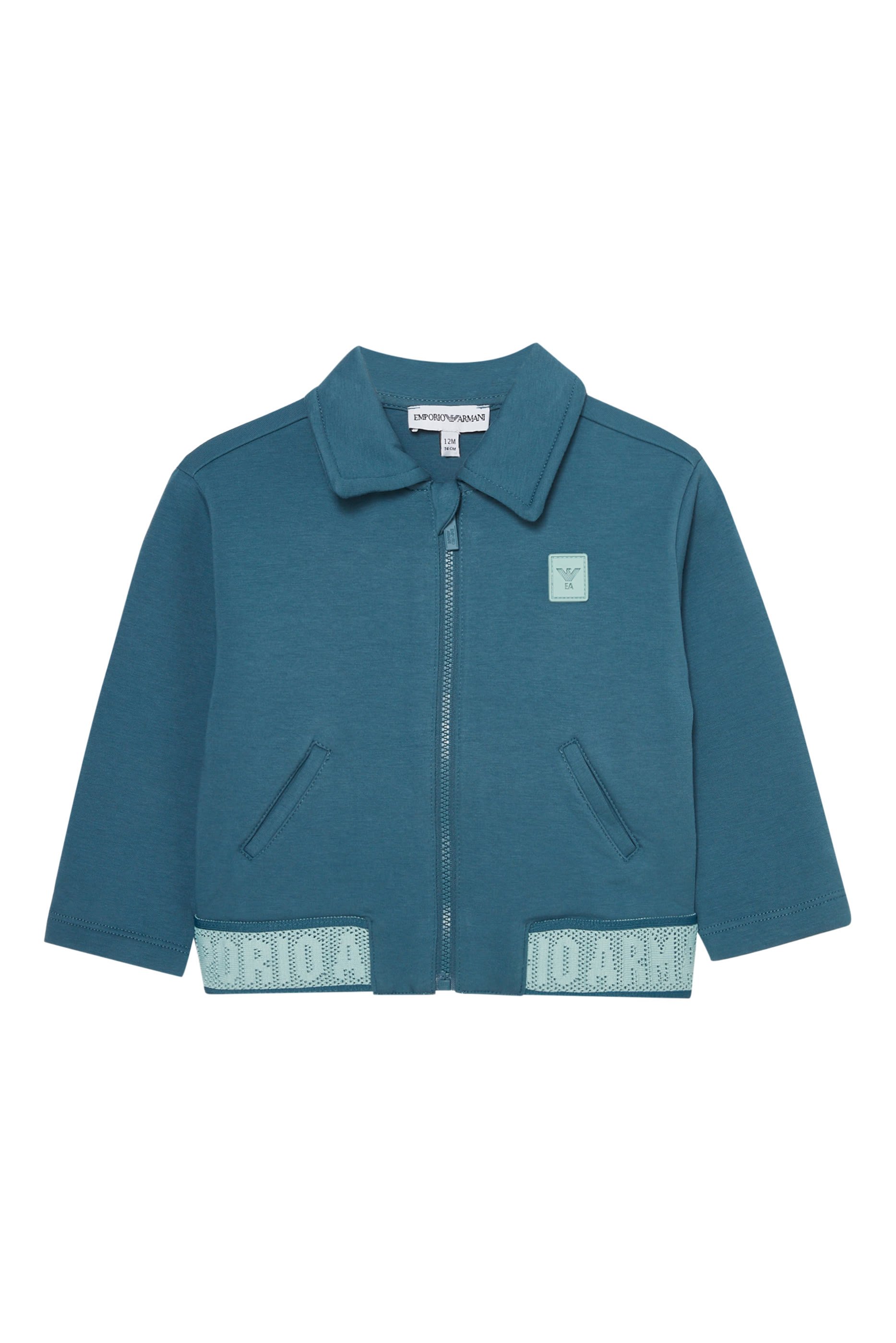 سويت شيرت بسحّاب ورقعة شعار الماركة للأطفال 