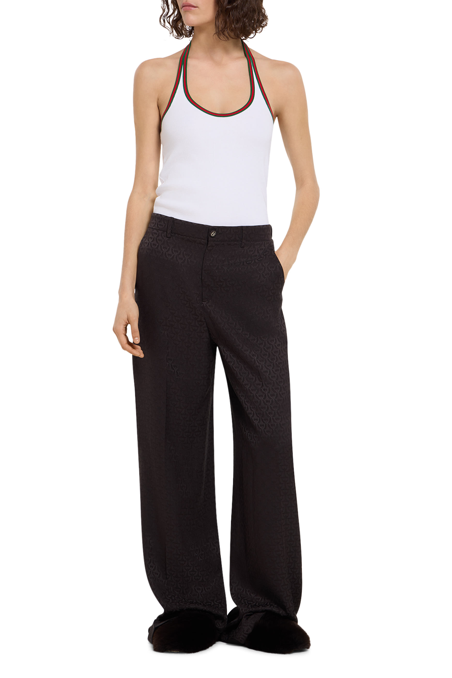 بنطال جاكار بنقشة لجام الحصان حرير