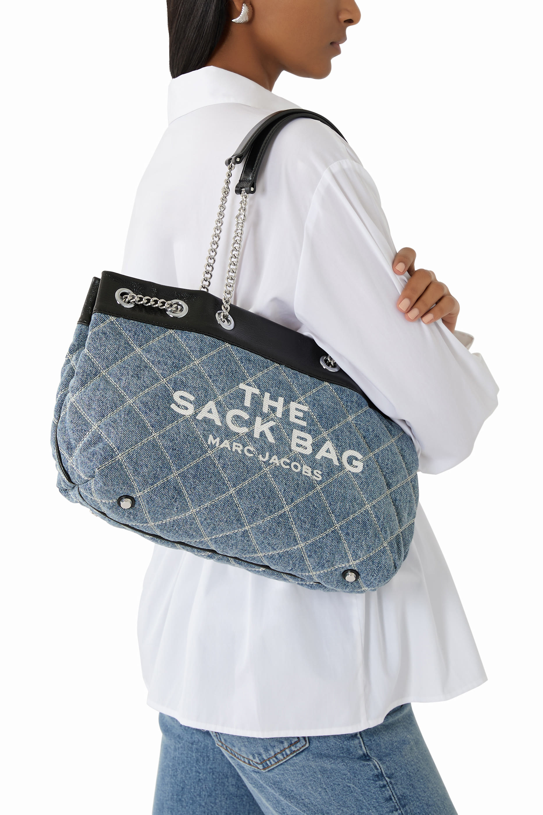 حقيبة ساك بسلسلة دينم مبطن