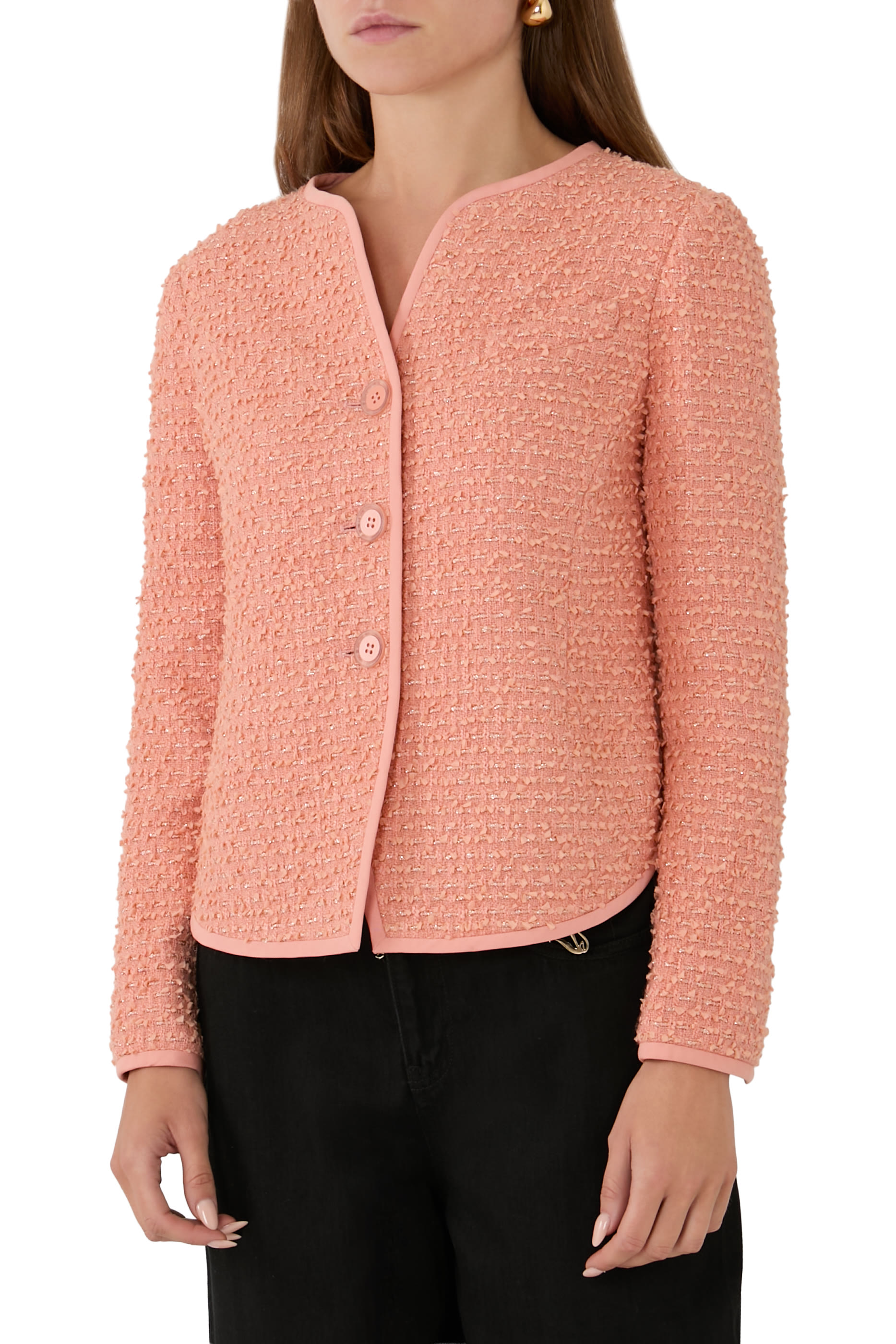 Collarless Tweed Jacket