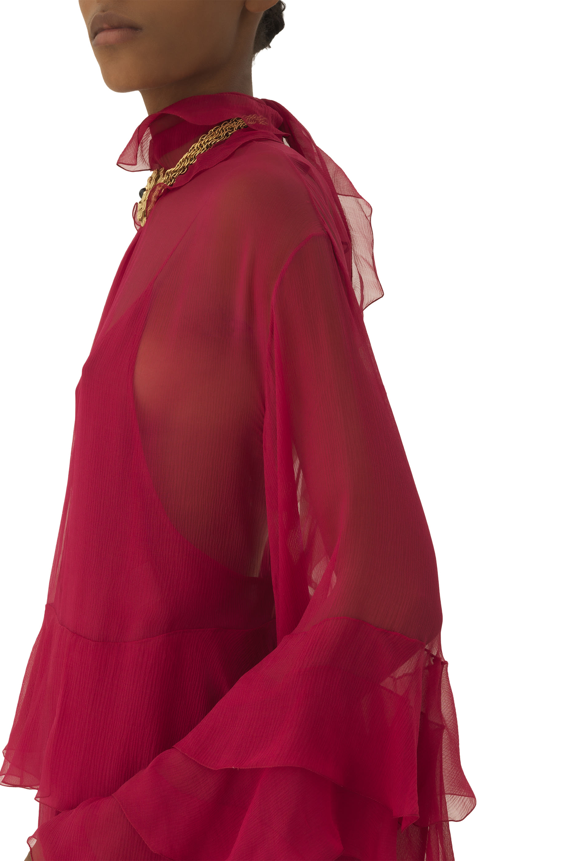 فستان قصير مزين بكشكش