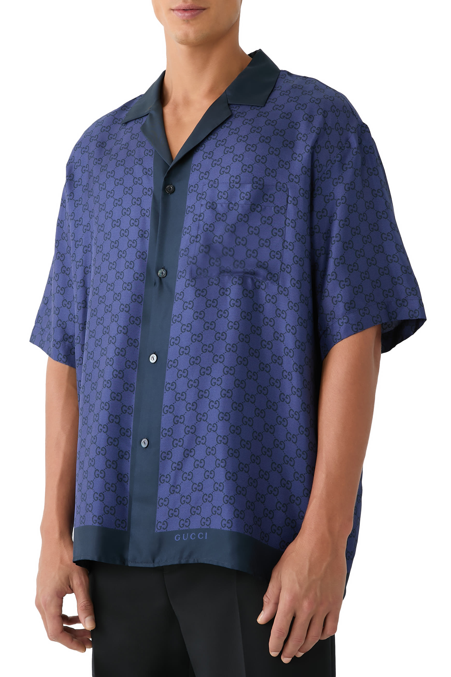 قميص بولينغ بطبعات حرير تويل