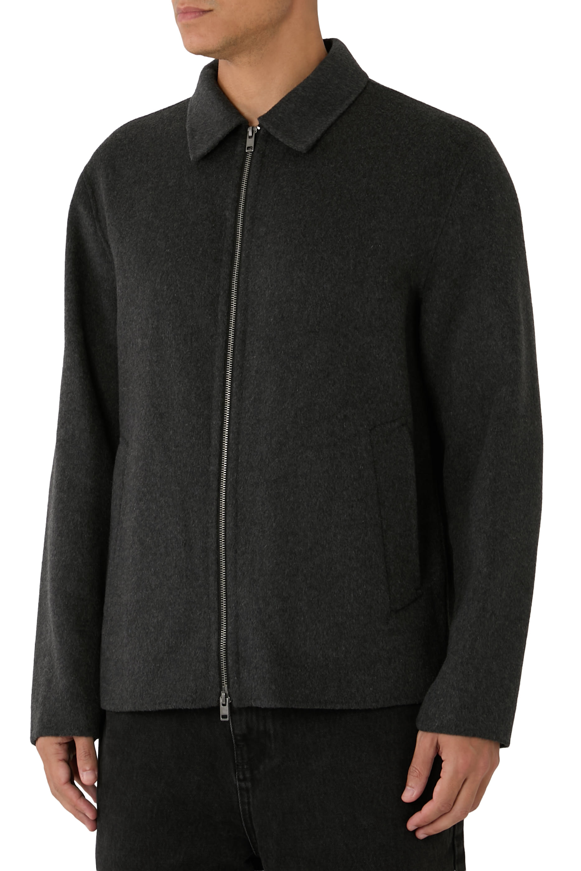 Splittable Wool-Blend Zip-Front Jacket 