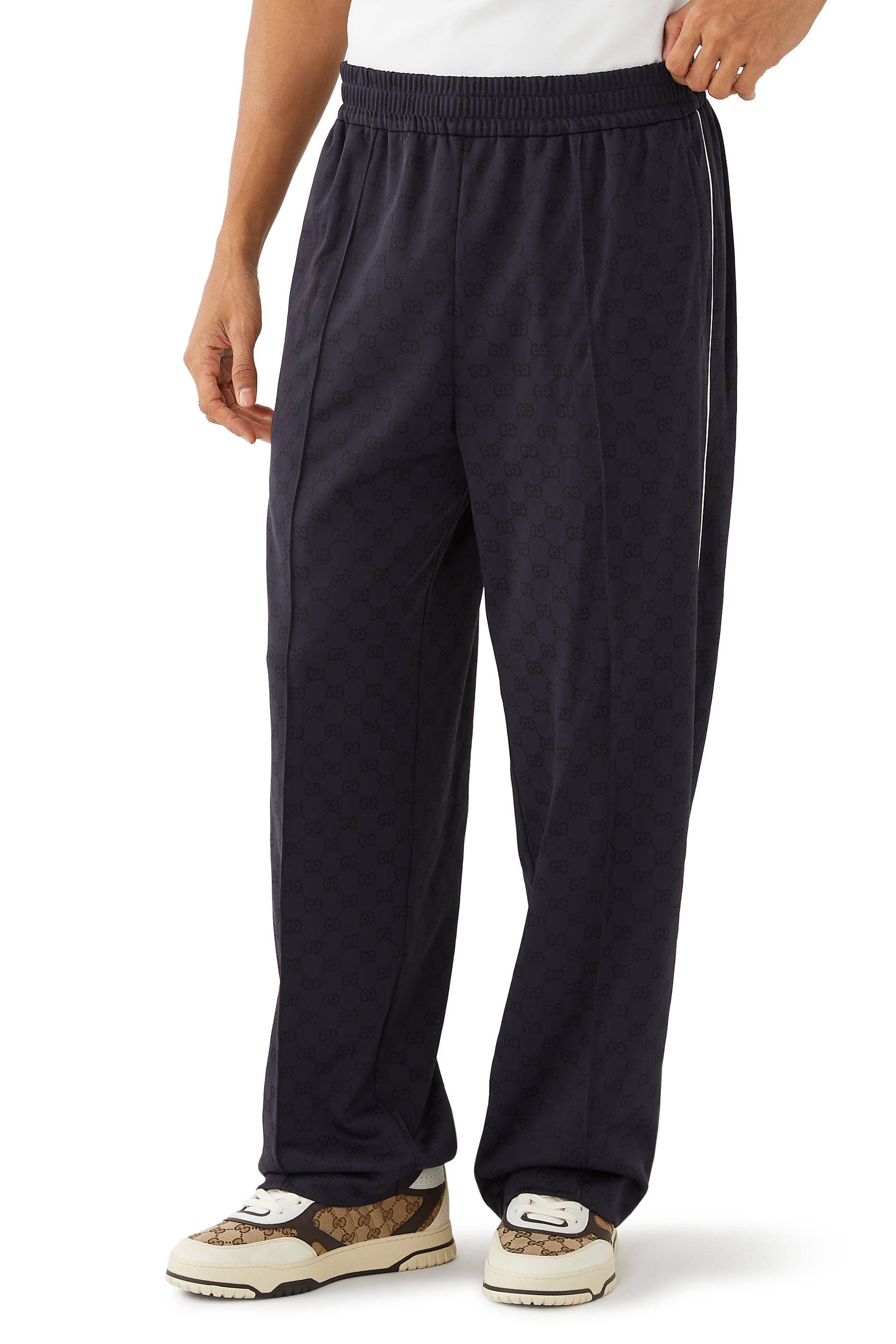 بنطال بنقشة حرفي شعار الماركة نايلون وقطن