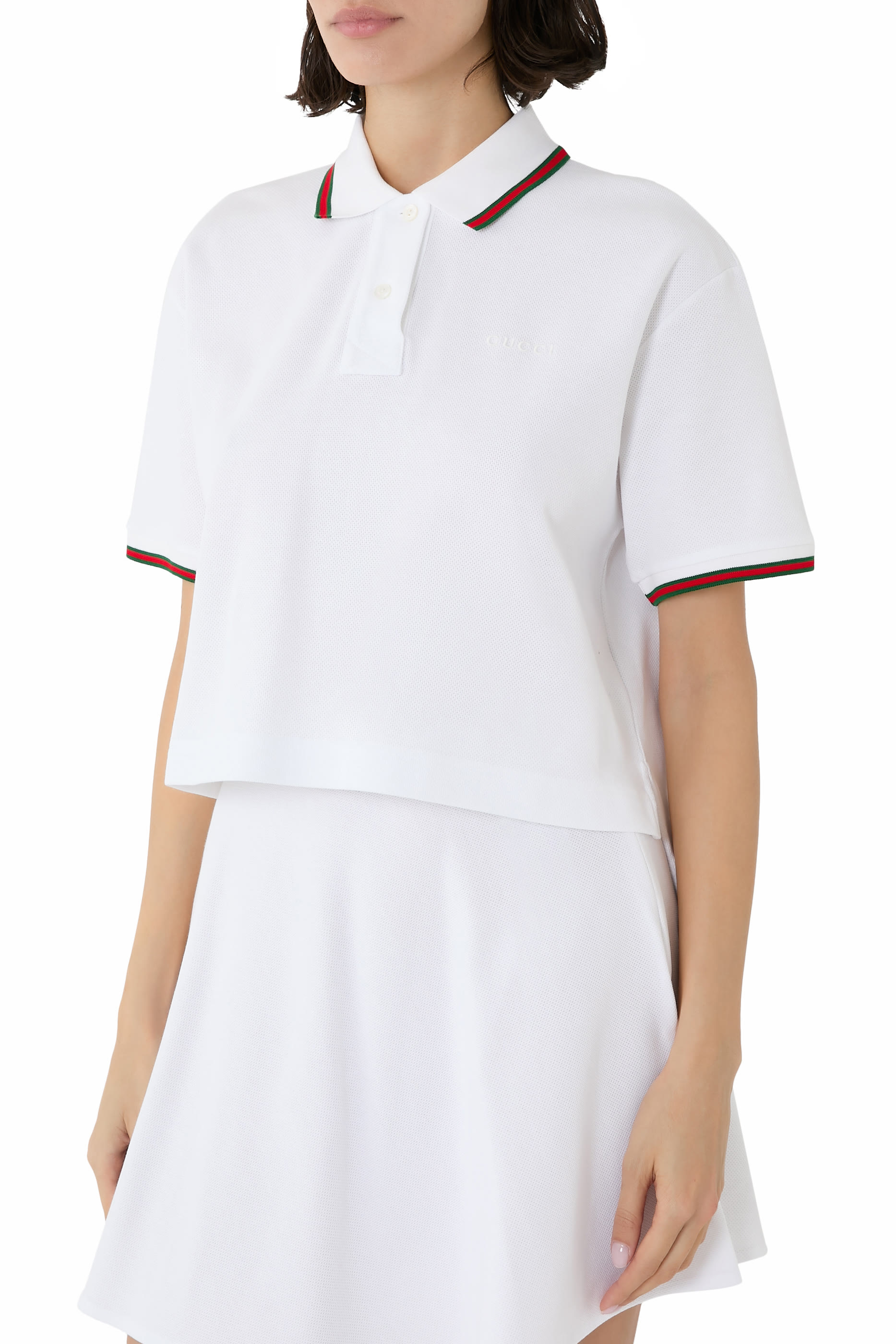 قميص بولو بشريط ويب قطن بيكيه