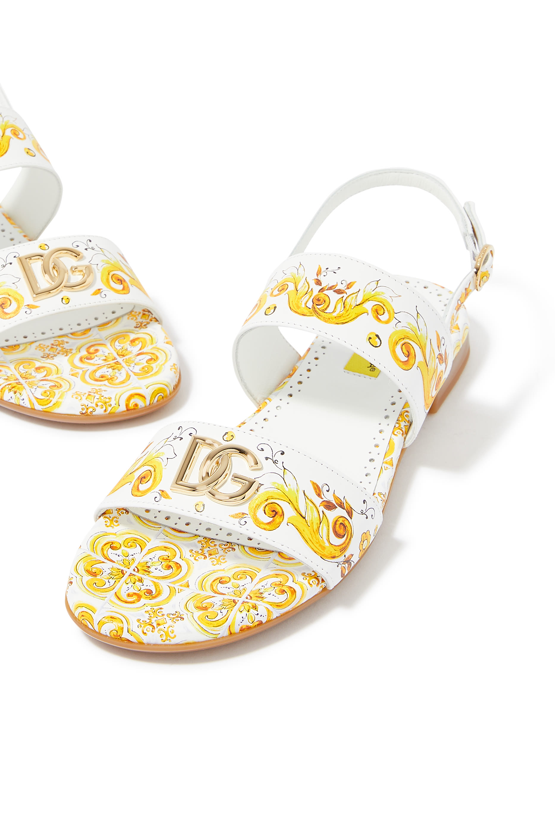 صندل سهل الإرتداء بكعب مسطح وطبعة للأطفال