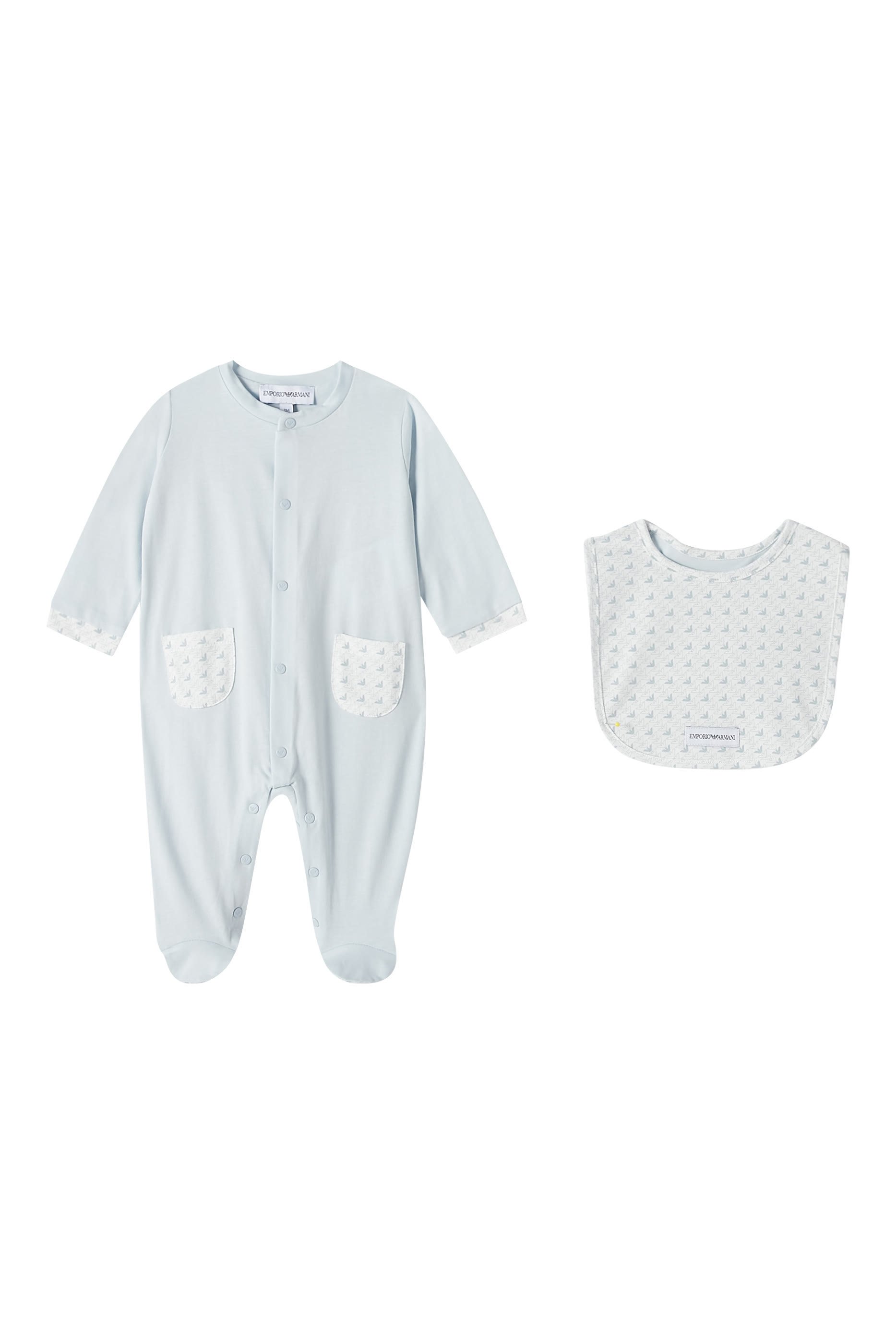 طقم جمبسوت وصدرية بشعار الماركة للأطفال