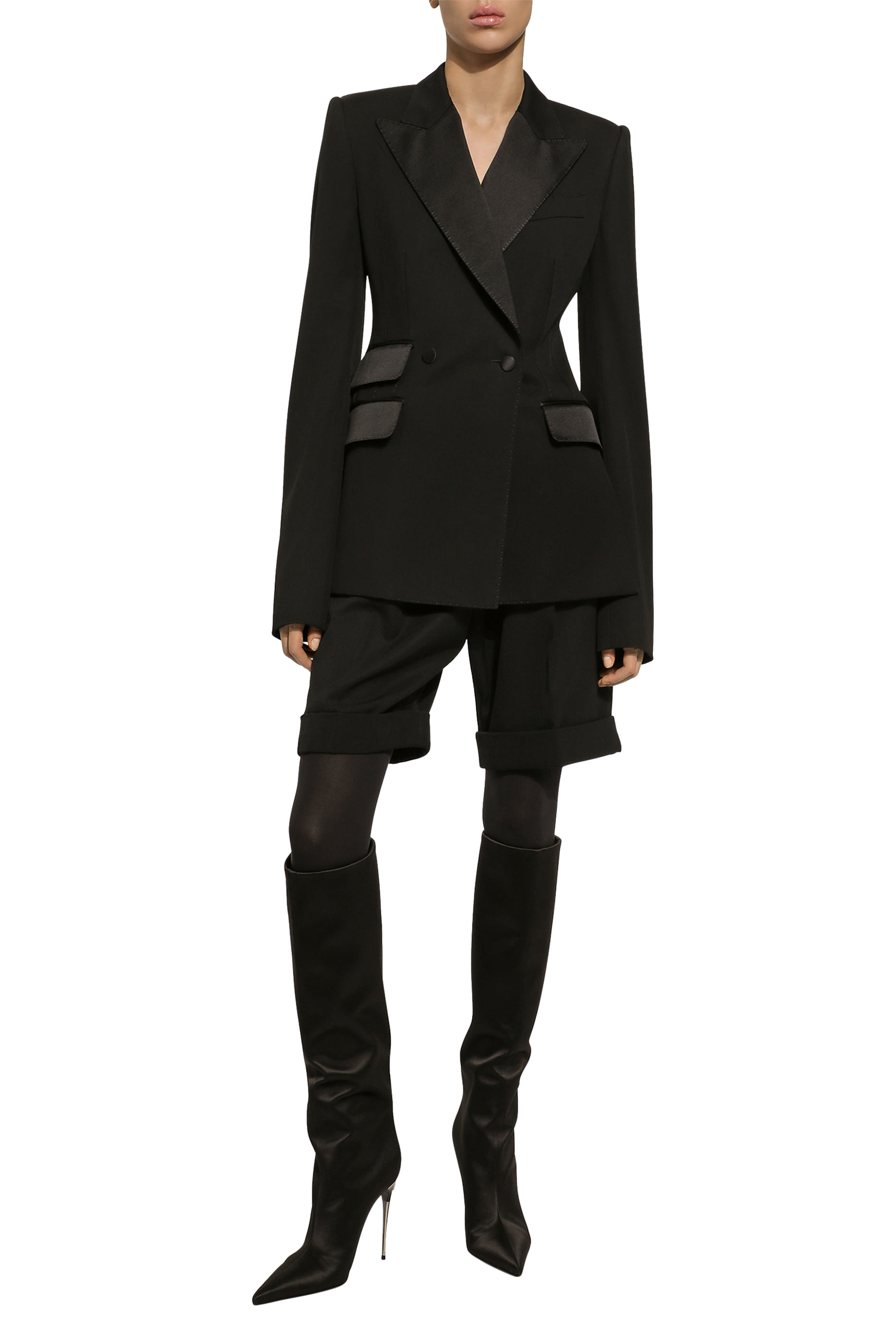 جاكيت بصفي أزرار وفتحات جانبية صوف