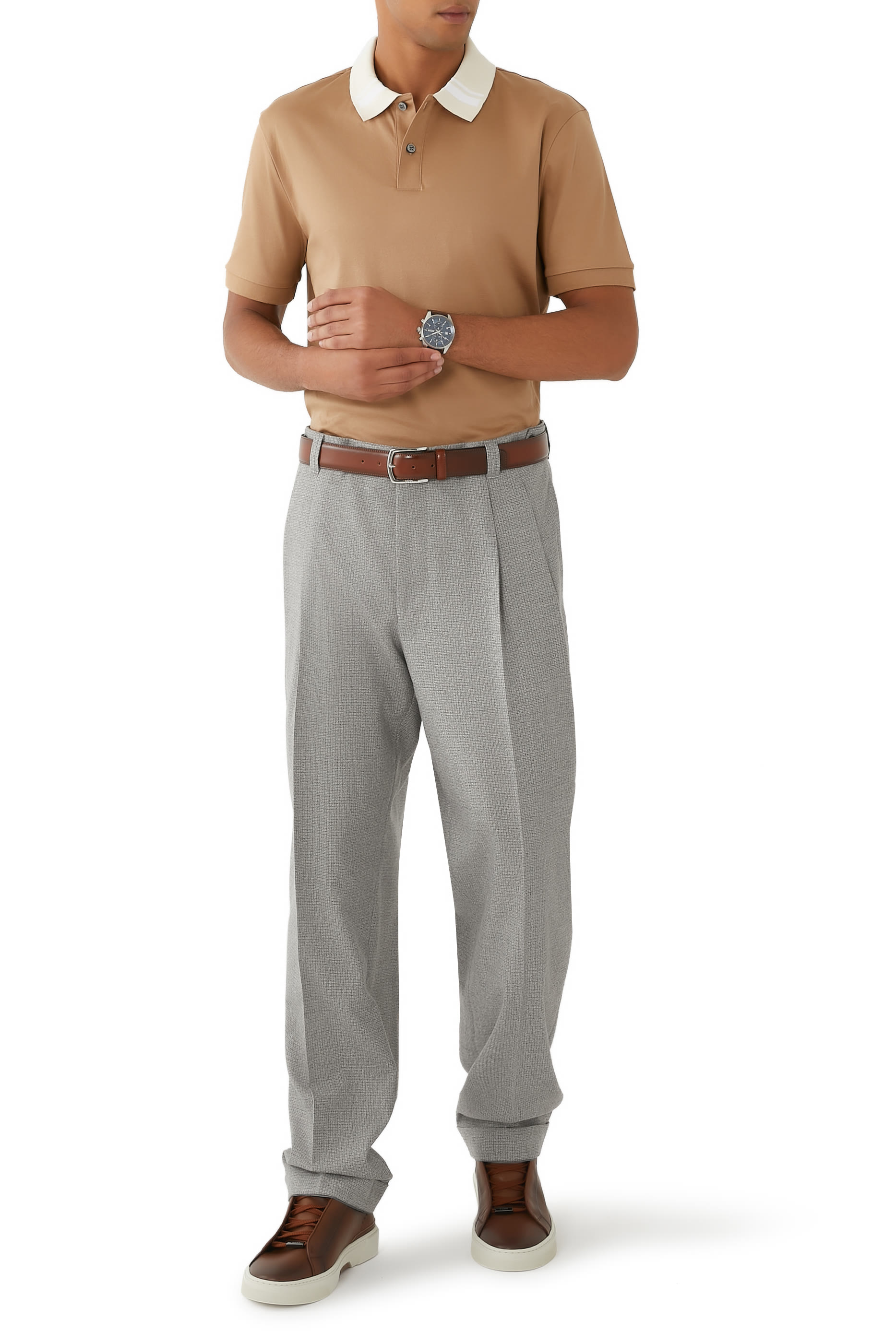 Slim Fit Polo Shirt with Collar Stripes