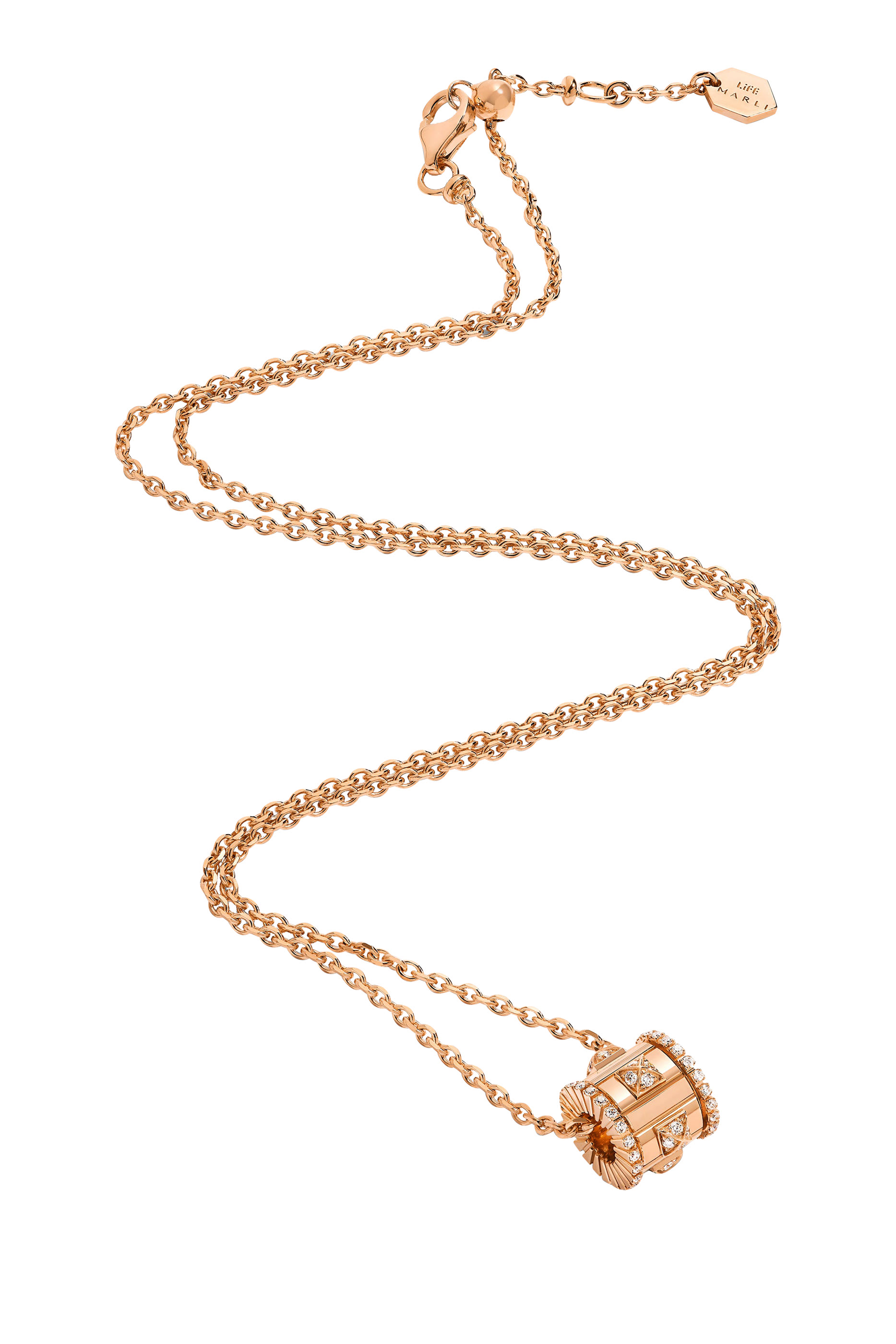 قلادة لايف بدلاية مرصعة بالماس ذهب وردي عيار 18