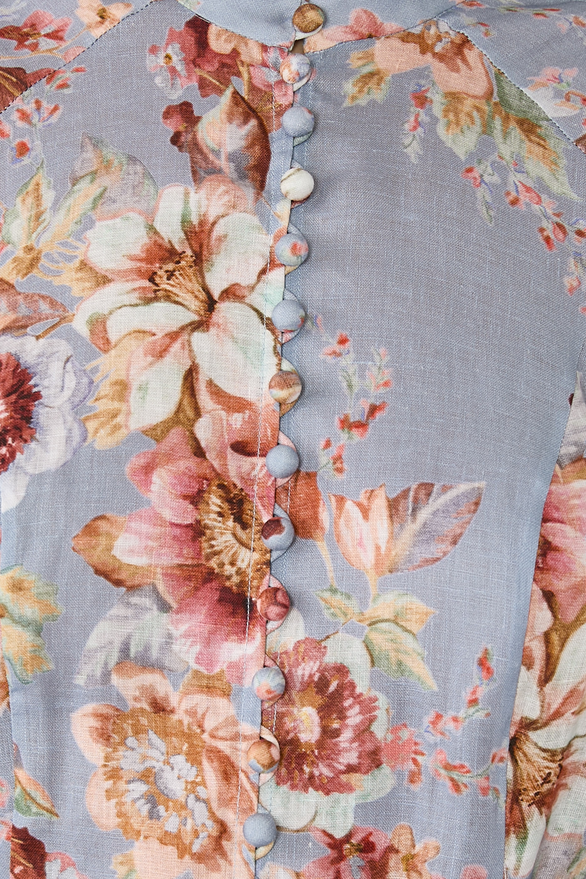 فستان أوايكن متوسط الطول بنقشة زهور كتان