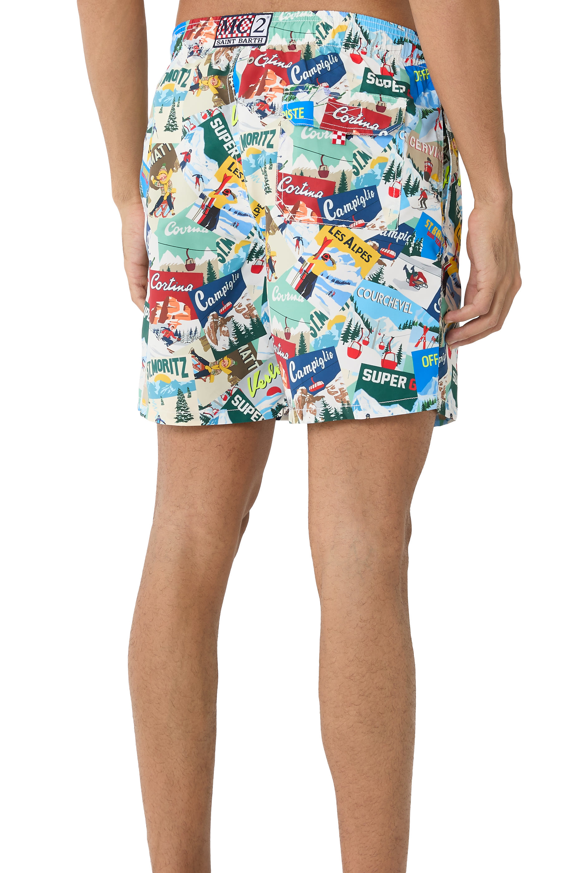 شورت سباحة جوستافيا متوسط ​​الطول بطبعة بطاقات بريدية