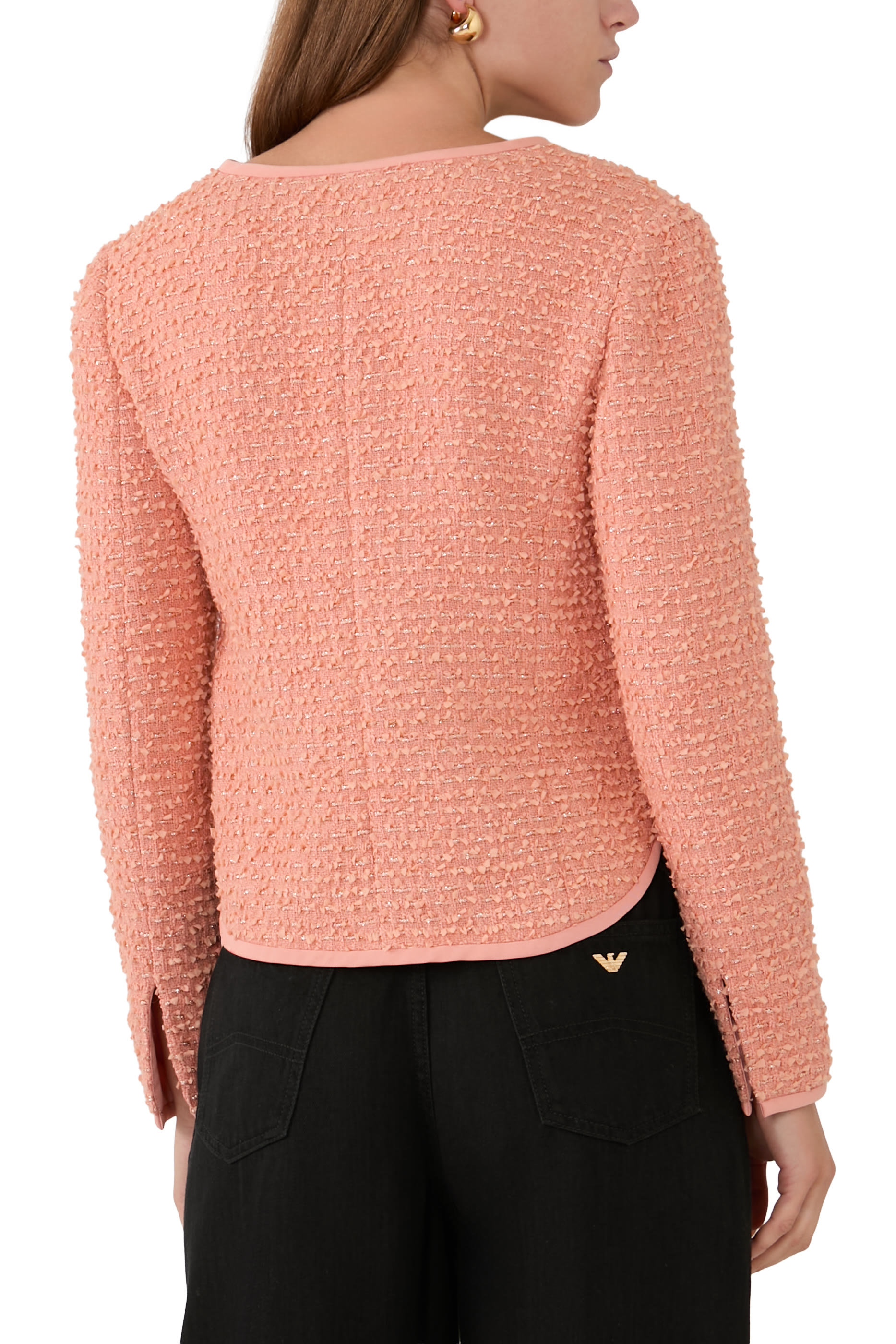 Collarless Tweed Jacket