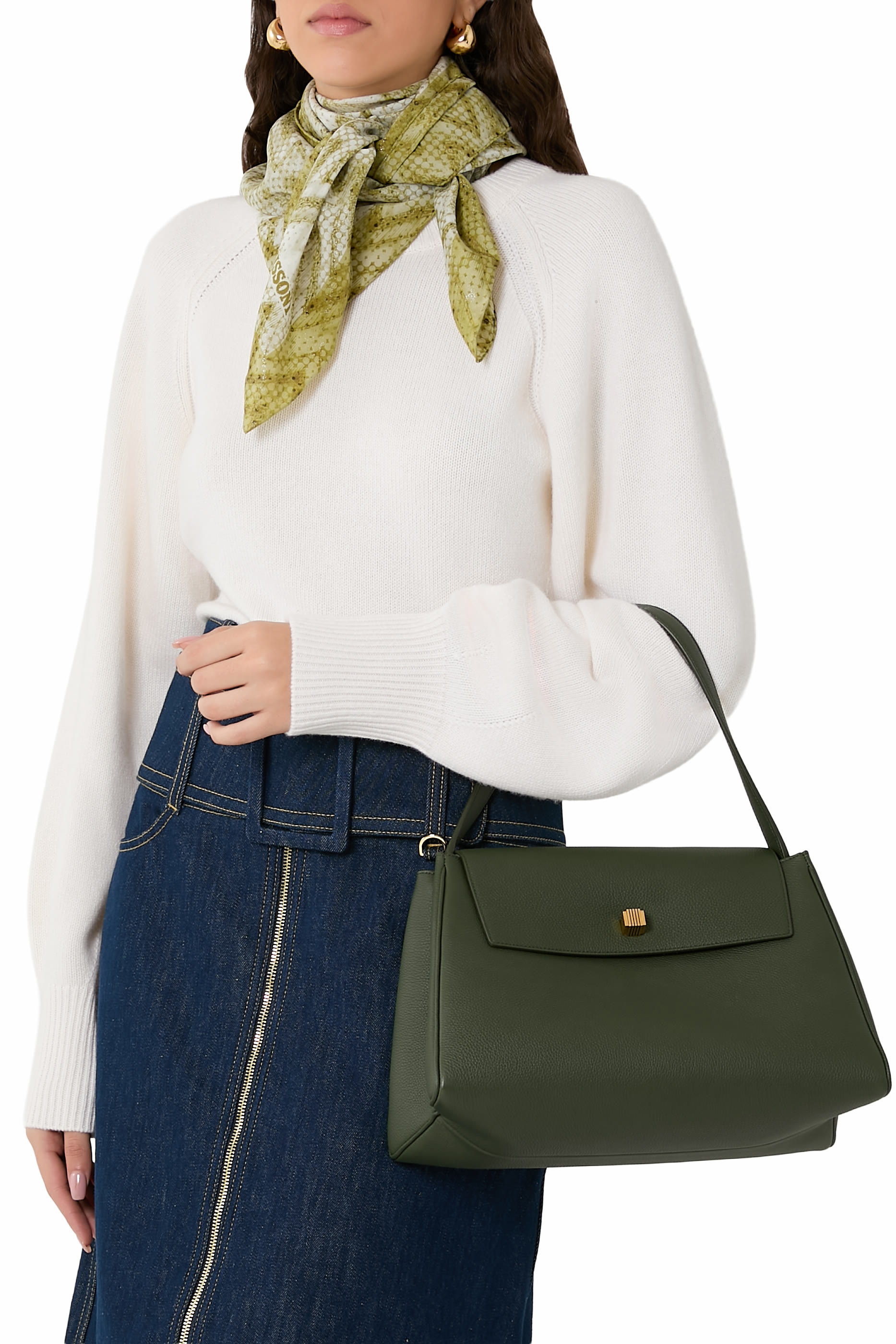 وشاح بنقشة خطوط متعرجة حرير