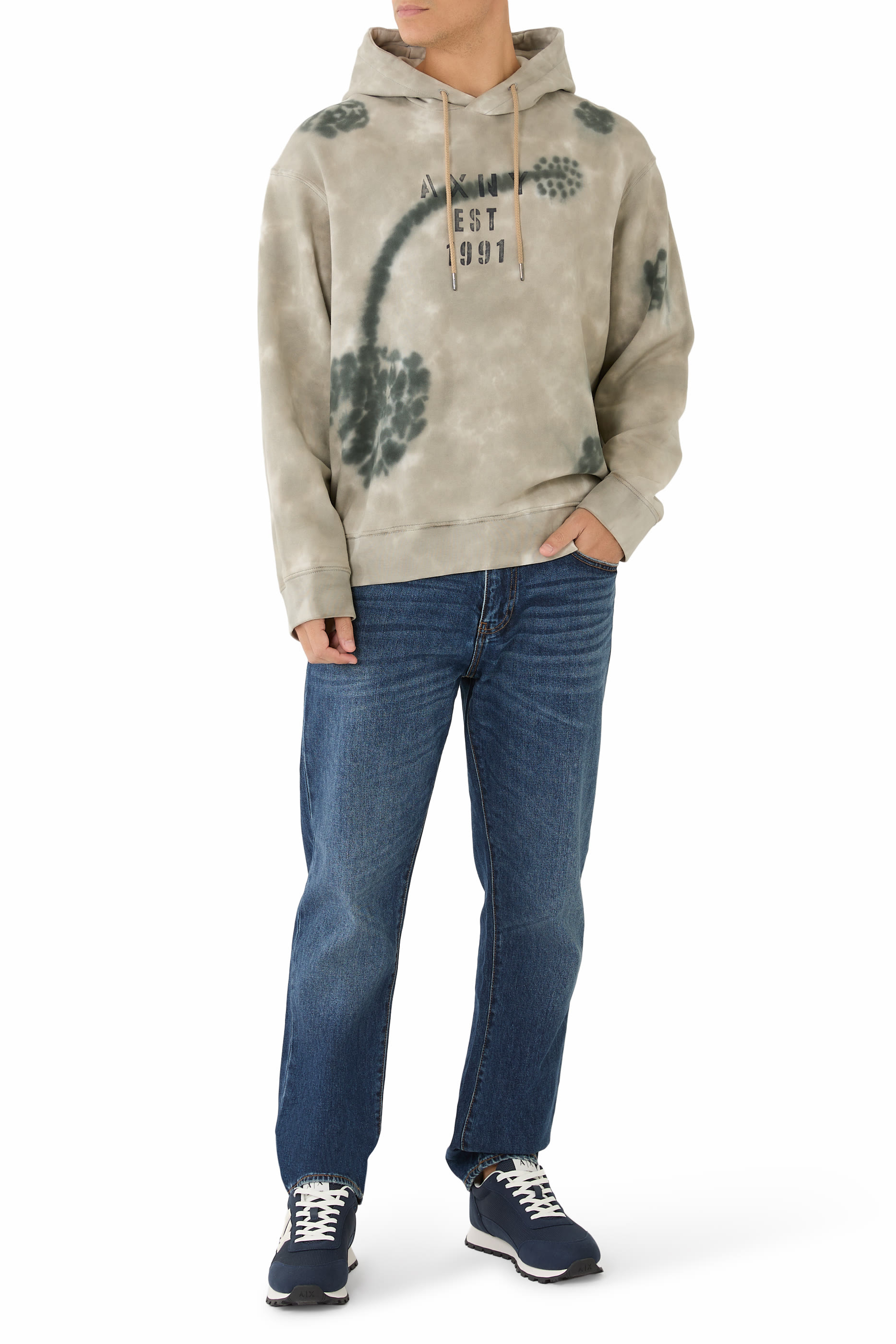 سويت شيرت بغطاء رأس بشعار الماركة