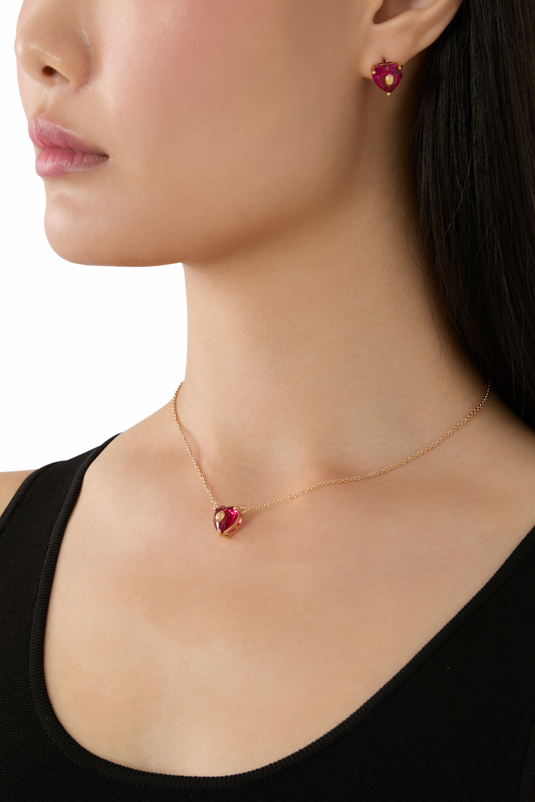 أقراط بتصميم قلب مرصعة بكريستال، نحايس