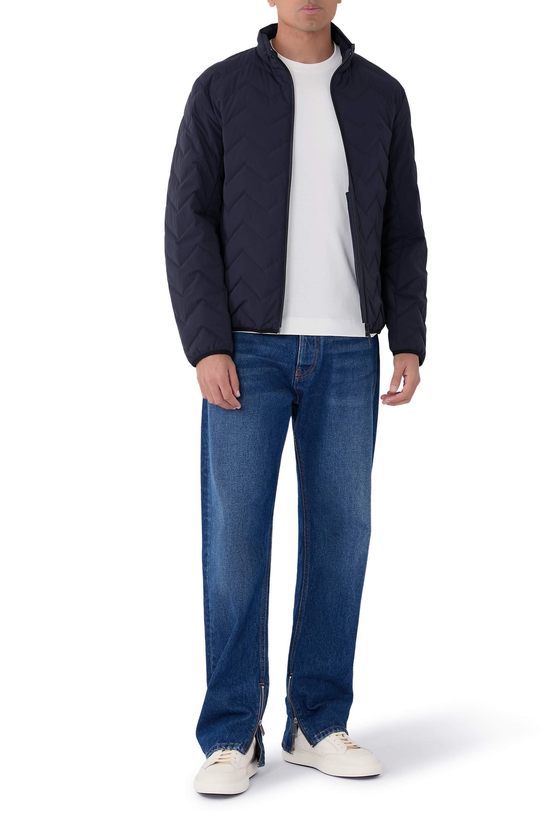 جاكيت بتصميم مبطن مقاوم للماء بنمط شيفرون نايلون وسباندكس