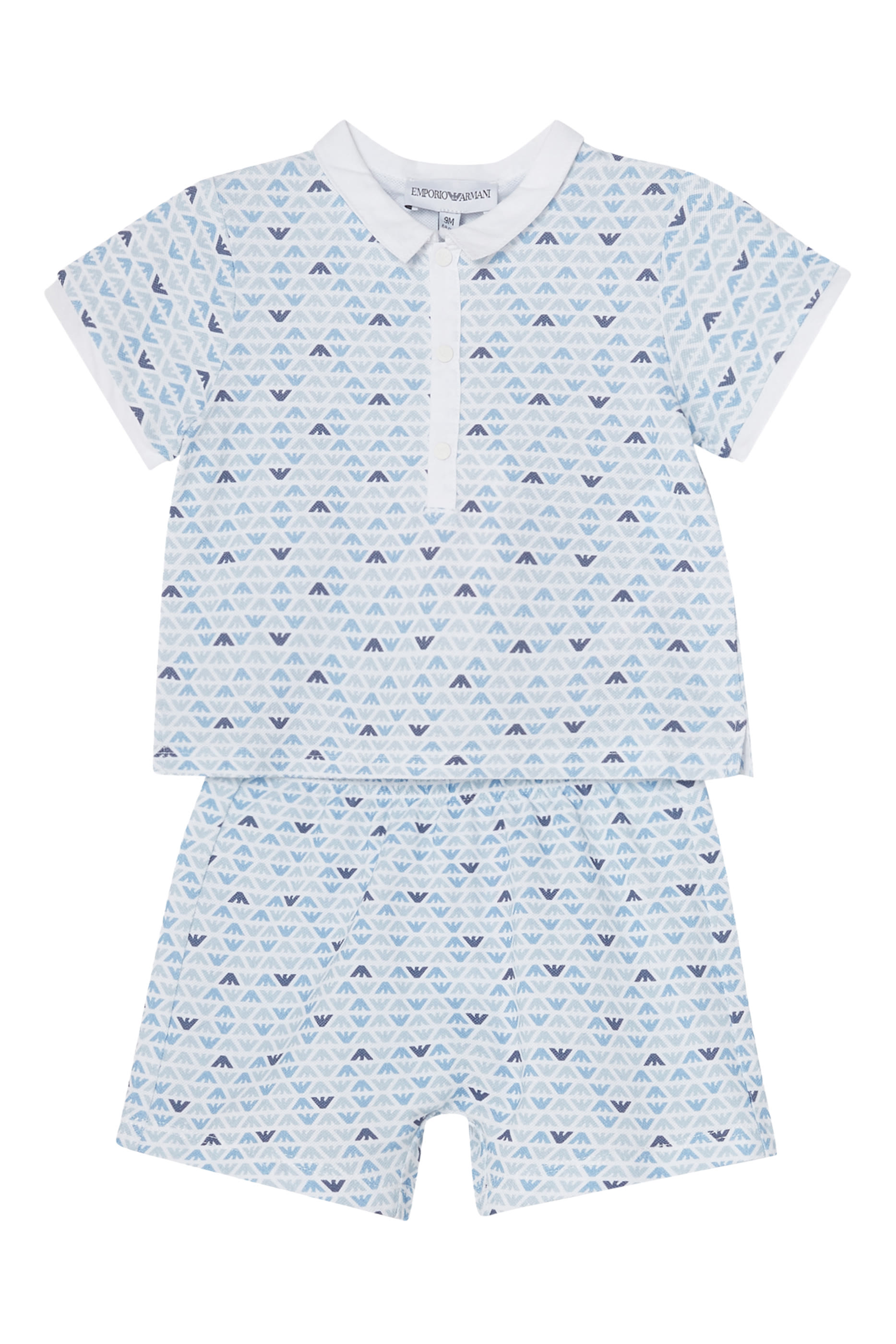 طقم قميص بولو وشورت بشعار الماركة للأطفال