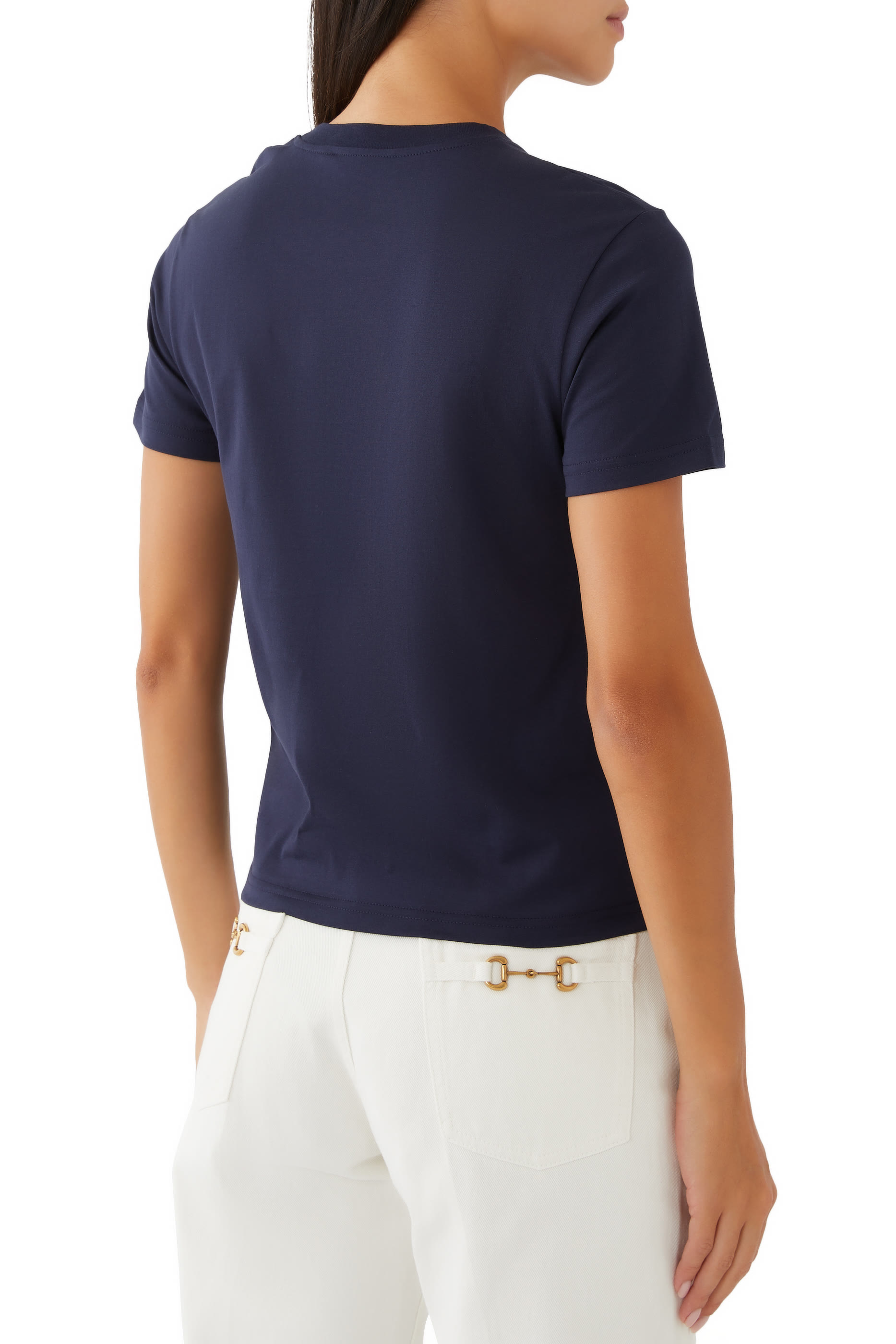 تيشيرت بطبعات شعار الماركة قطن جرسيه