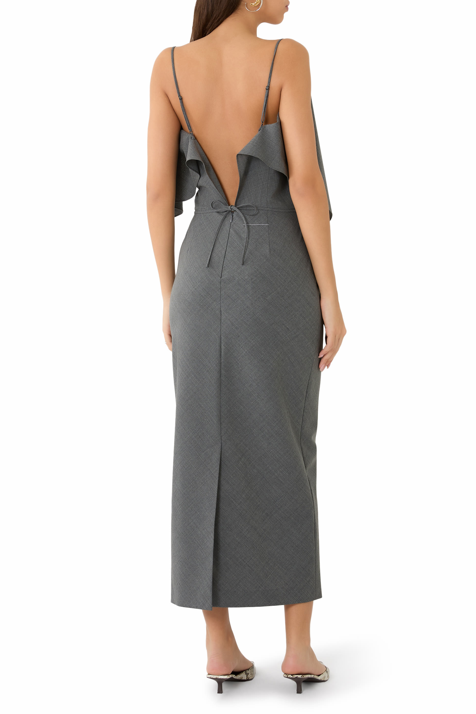 فستان بجزء مطوي صوف