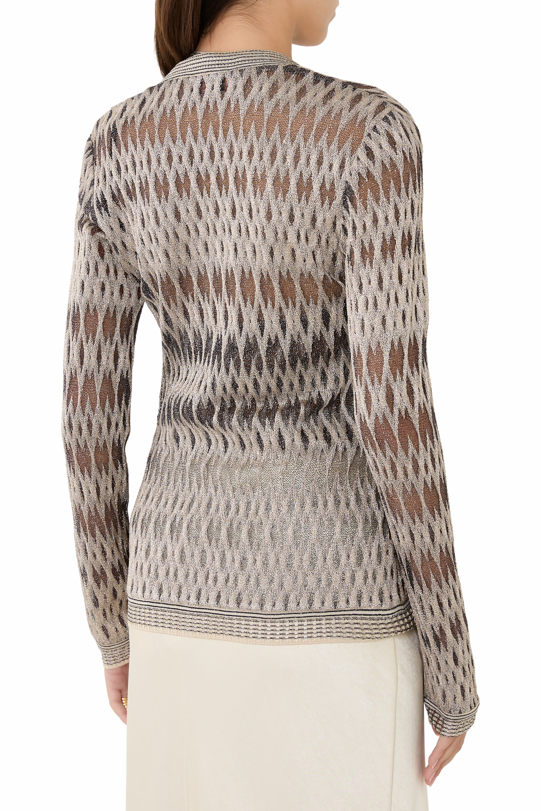 كارديغان بأزرار للإغلاق ونمط شيفرون