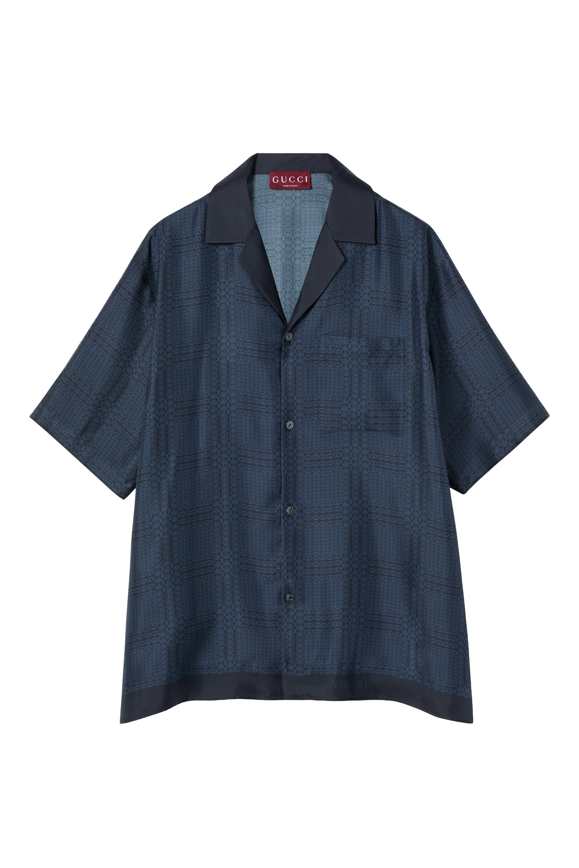 قميص بولينغ بطبعات حرير تويل