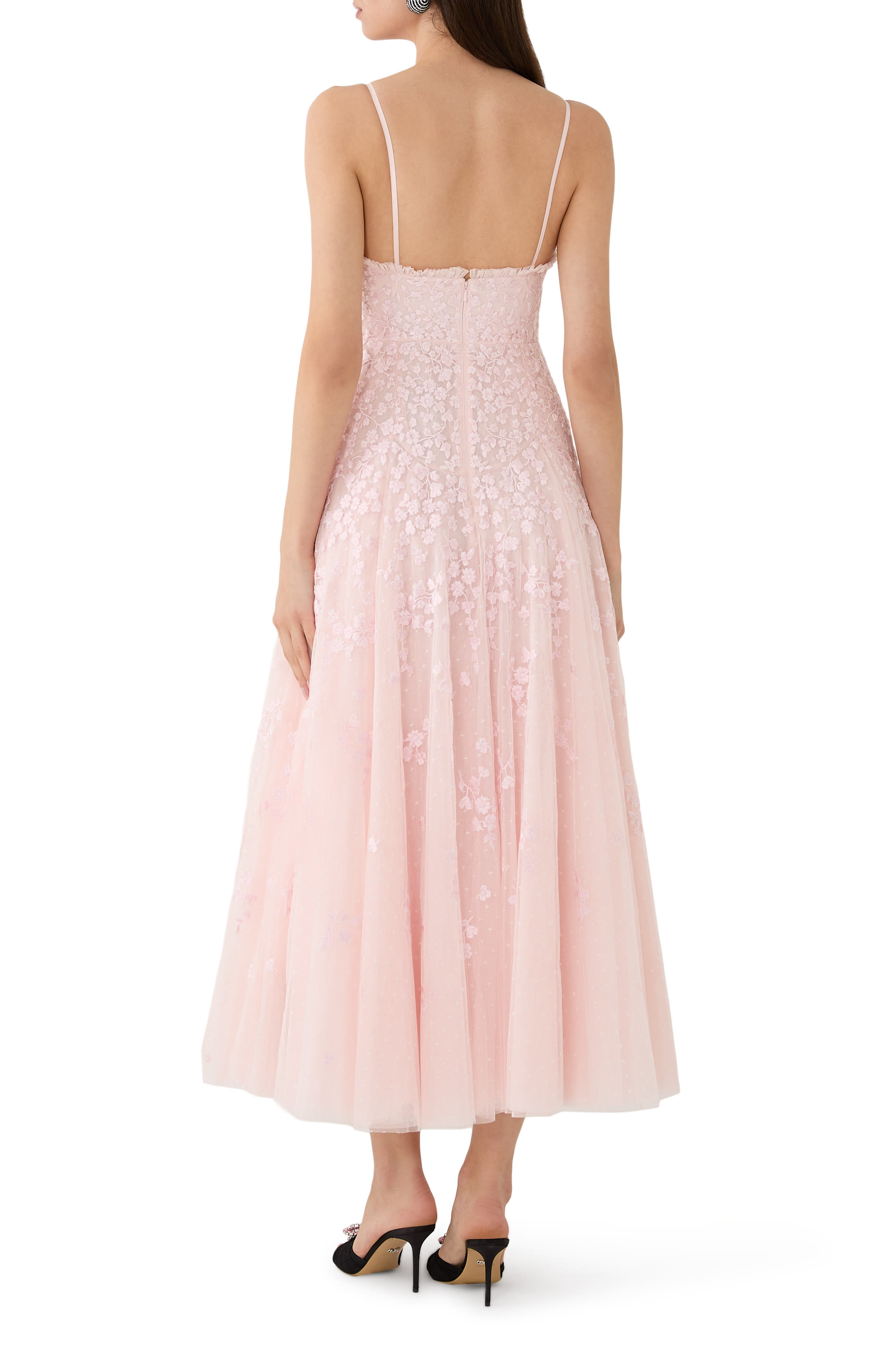 قستان سهرة كامي بطول الكاحل بنقشة أزهار متناثرة