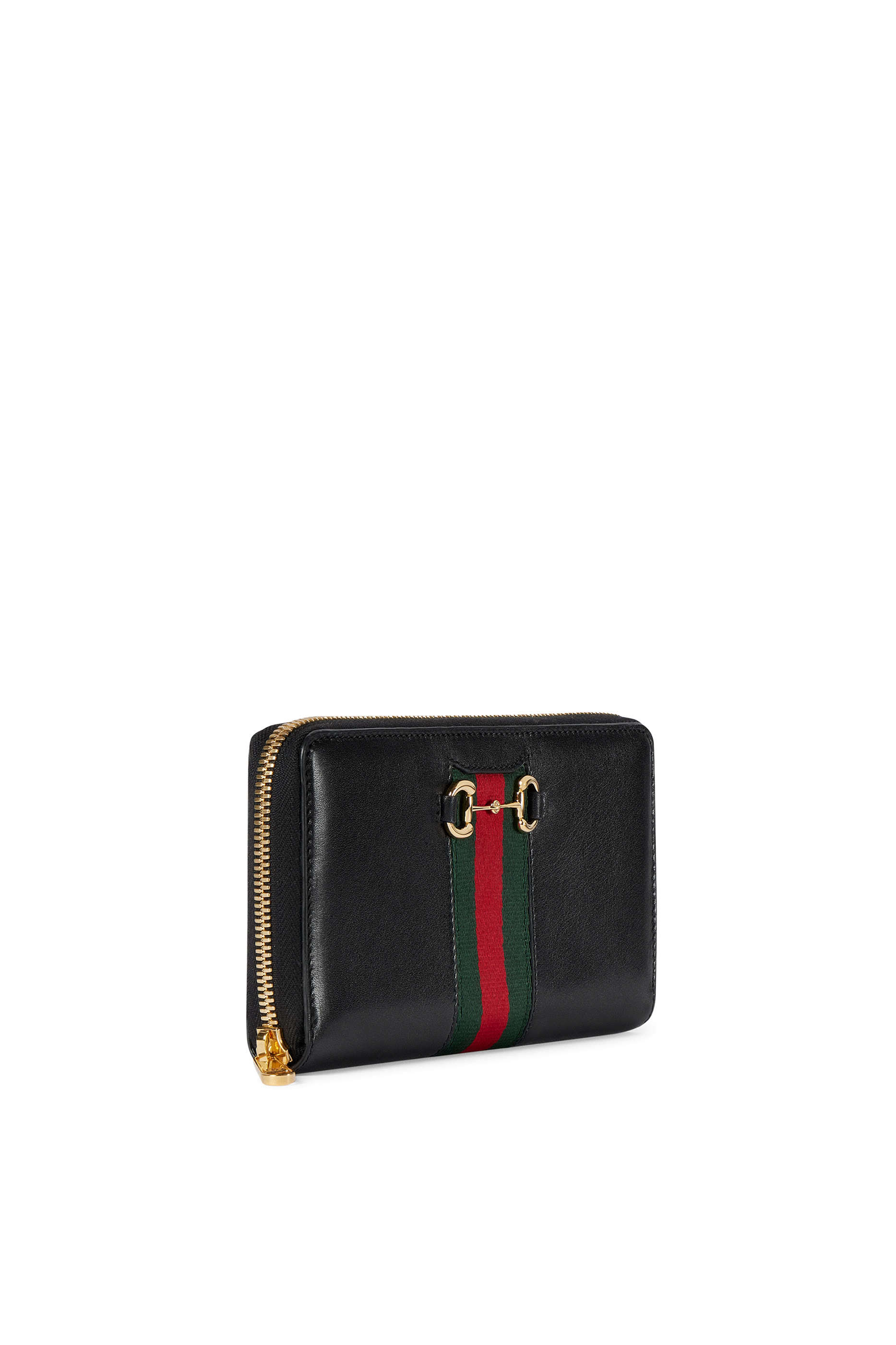 محفظة بسحاب محيط مزينة بشريط ويب وحلية لجام الحصان