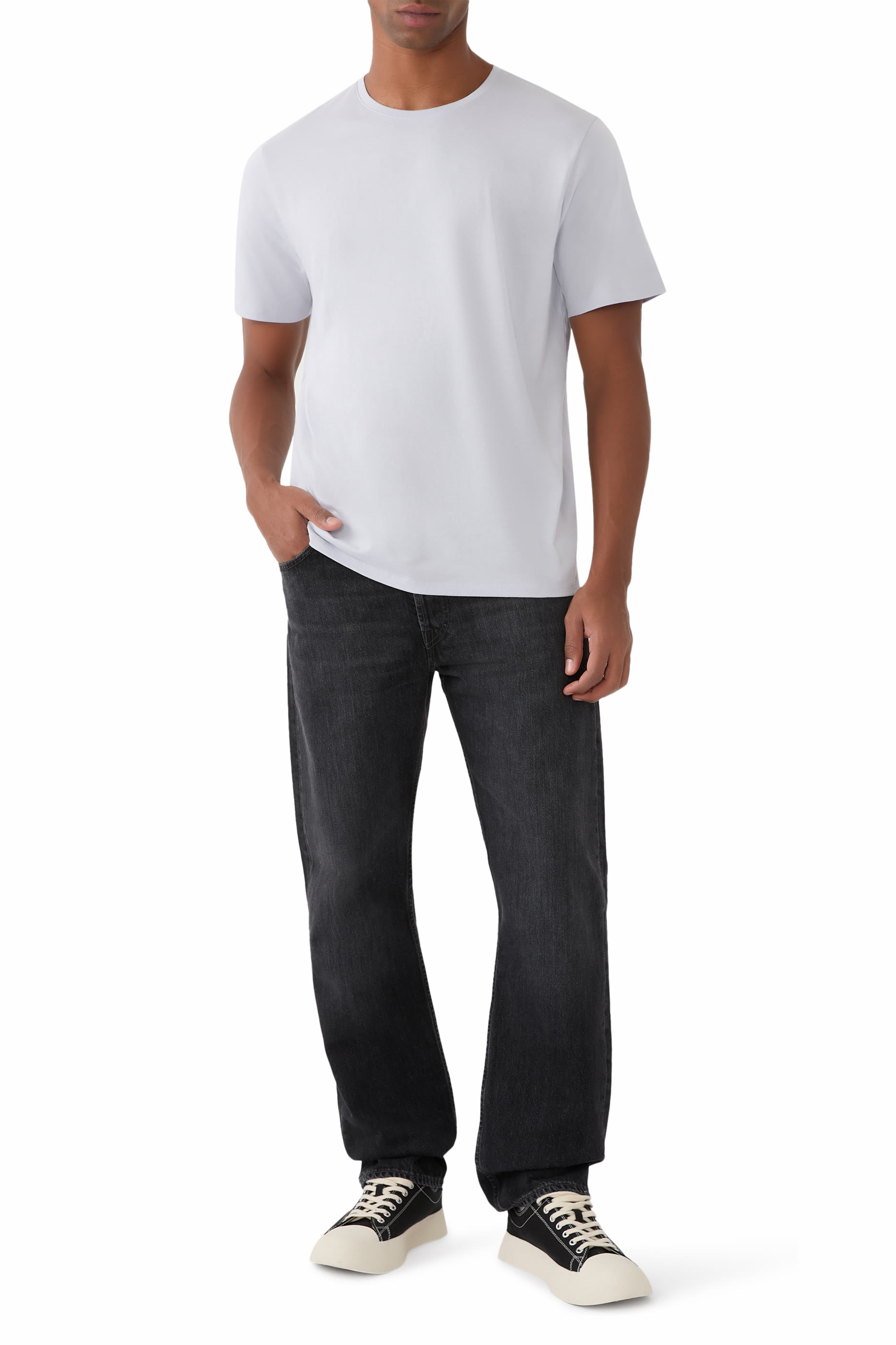 تيشرت بياقة ضيقة قطن بيما