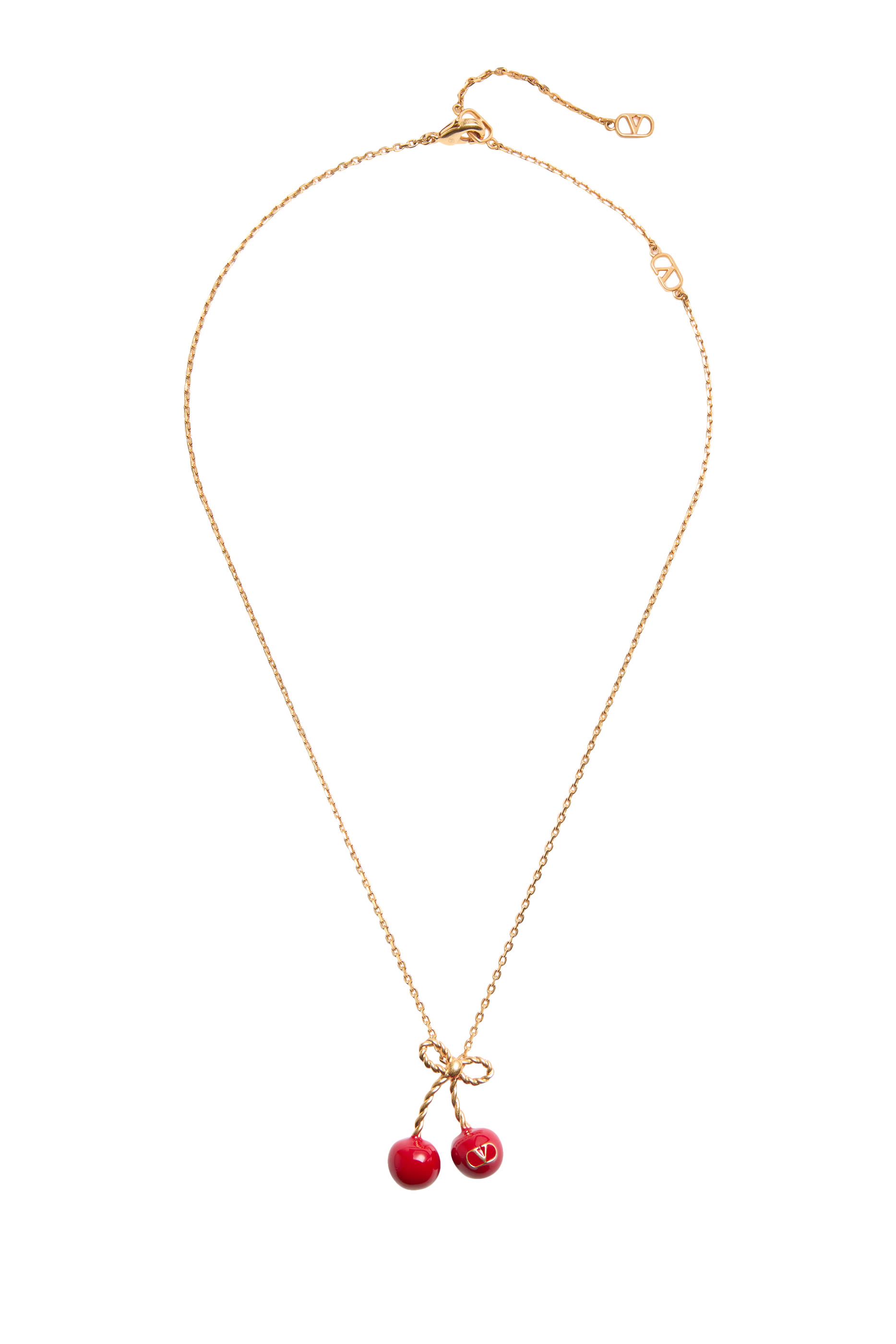 قلادة بدلاية بتصميم كرز بشعار الماركة، معدن ومينا