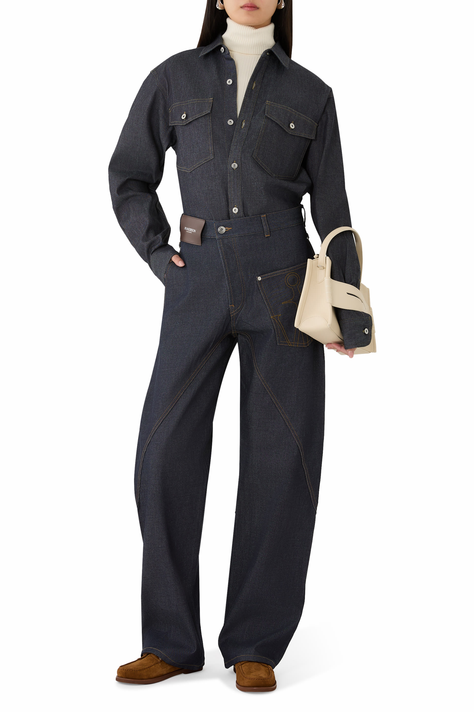 بنطال جينز ورك وير بتصميم ملفوف دنيم