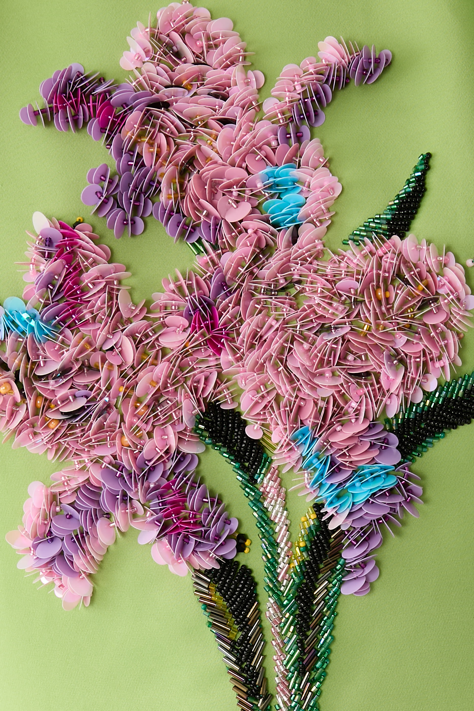 Lucinda Embellished Maxi Dress - Lily Print in Parakeet