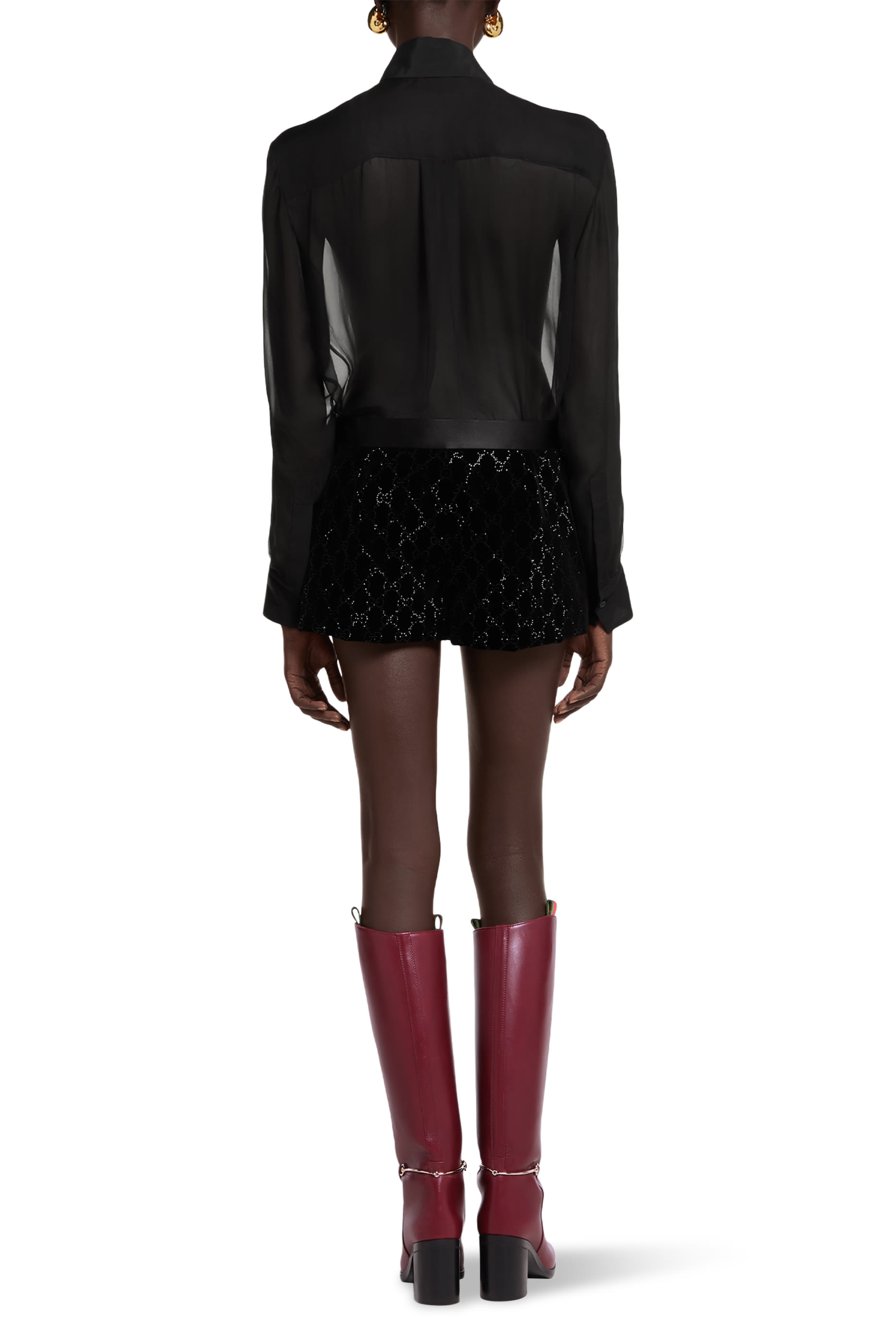 شورت مطرز قطن مخملي