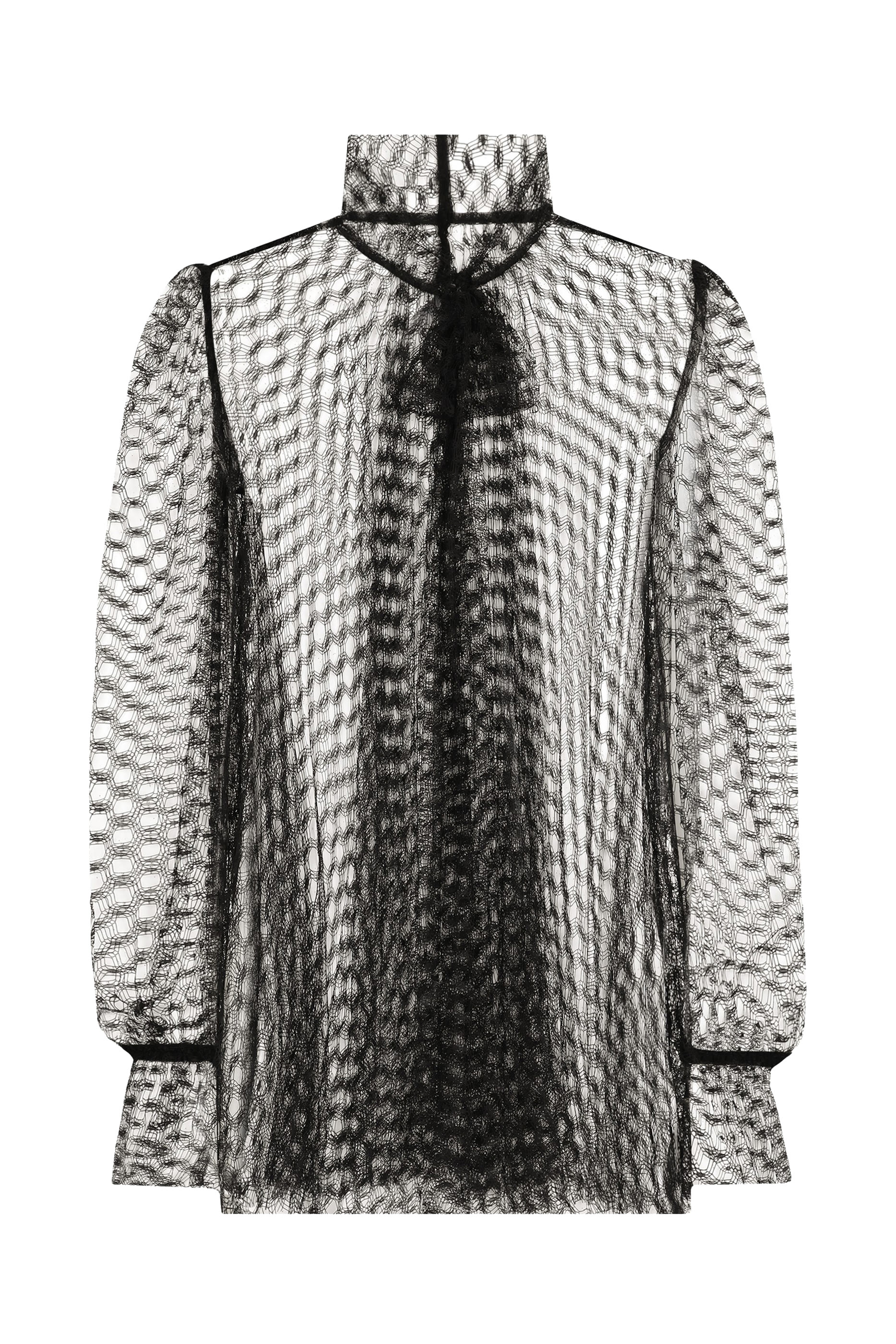 بلوزة بربطة فيونكة قماش شبكي