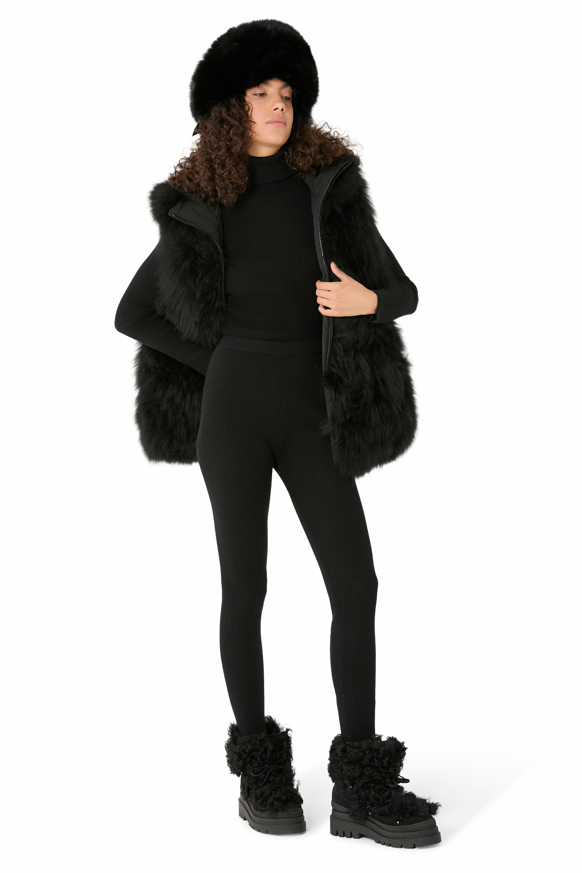 كنزة بياقة عالية مزيج كشمير وصوف