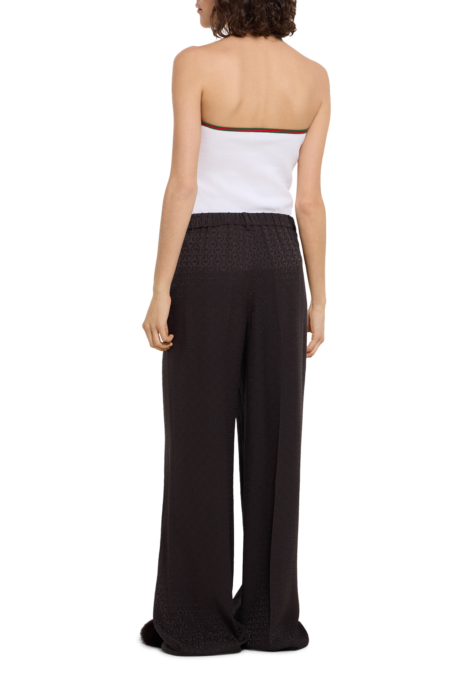 بنطال جاكار بنقشة لجام الحصان حرير