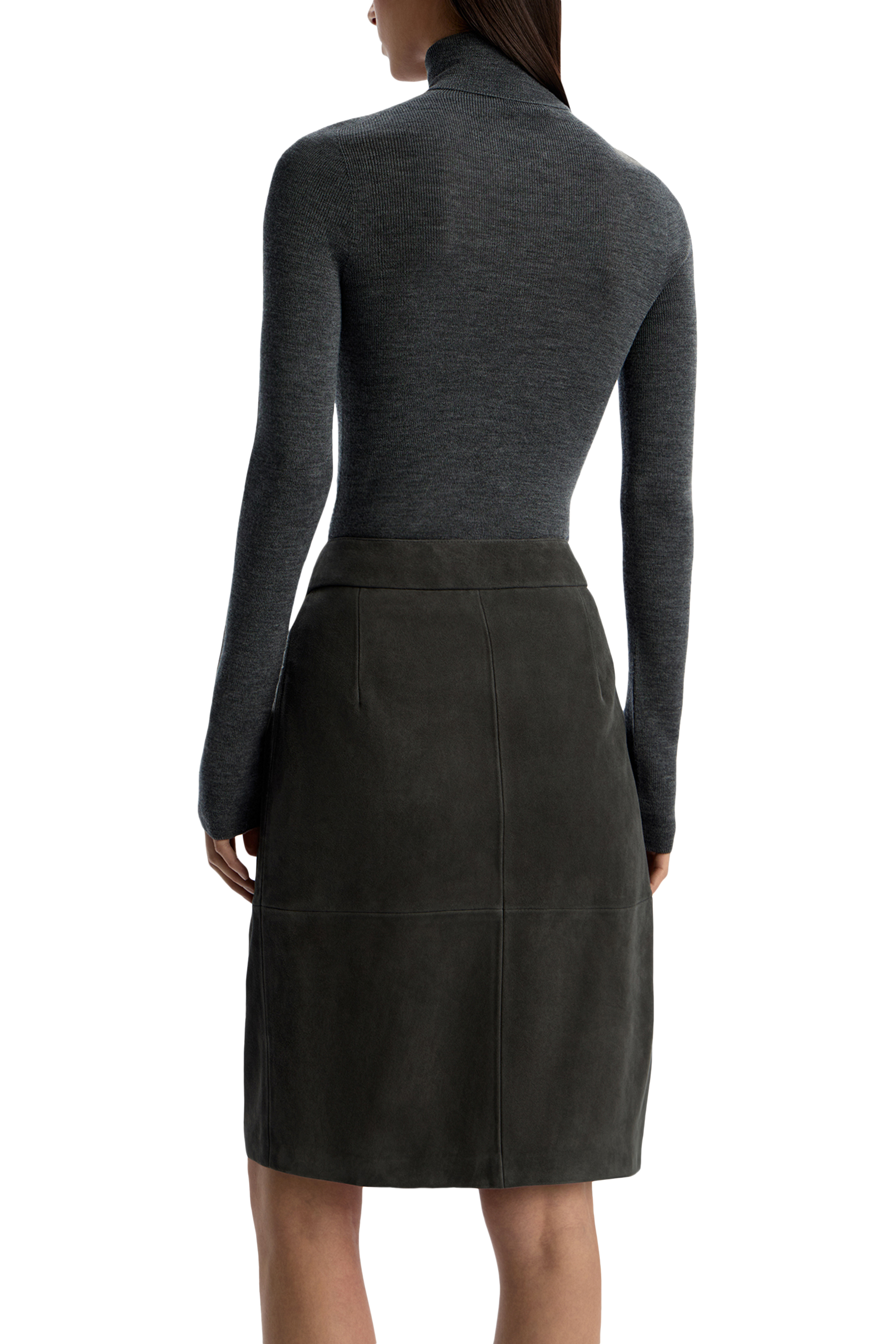 كنزة بياقة عالية صوف ميرينو مضلع