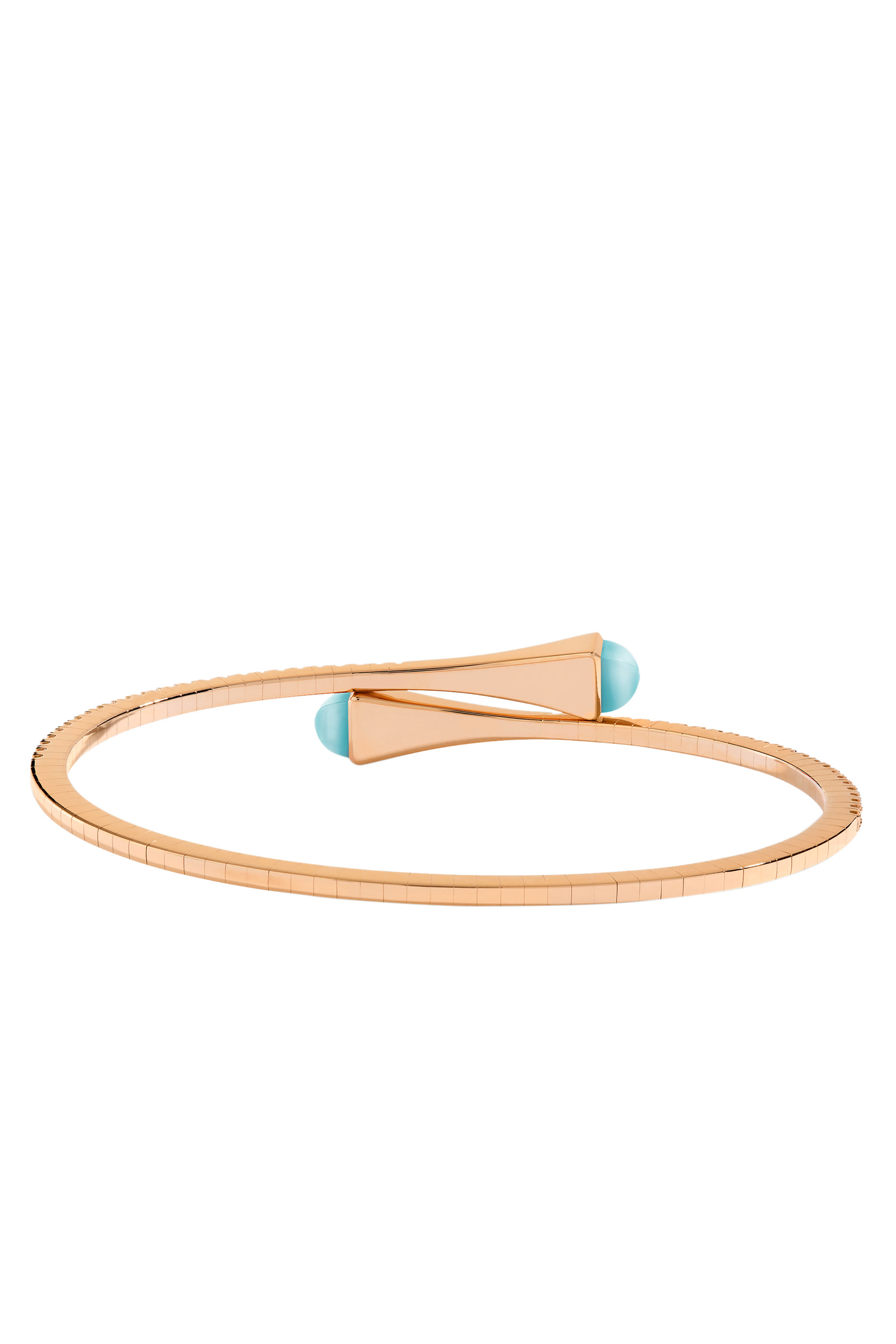 سوار كليو رفيع مرصع بالماس والعقيق الأزرق ذهب وردي عيار 18